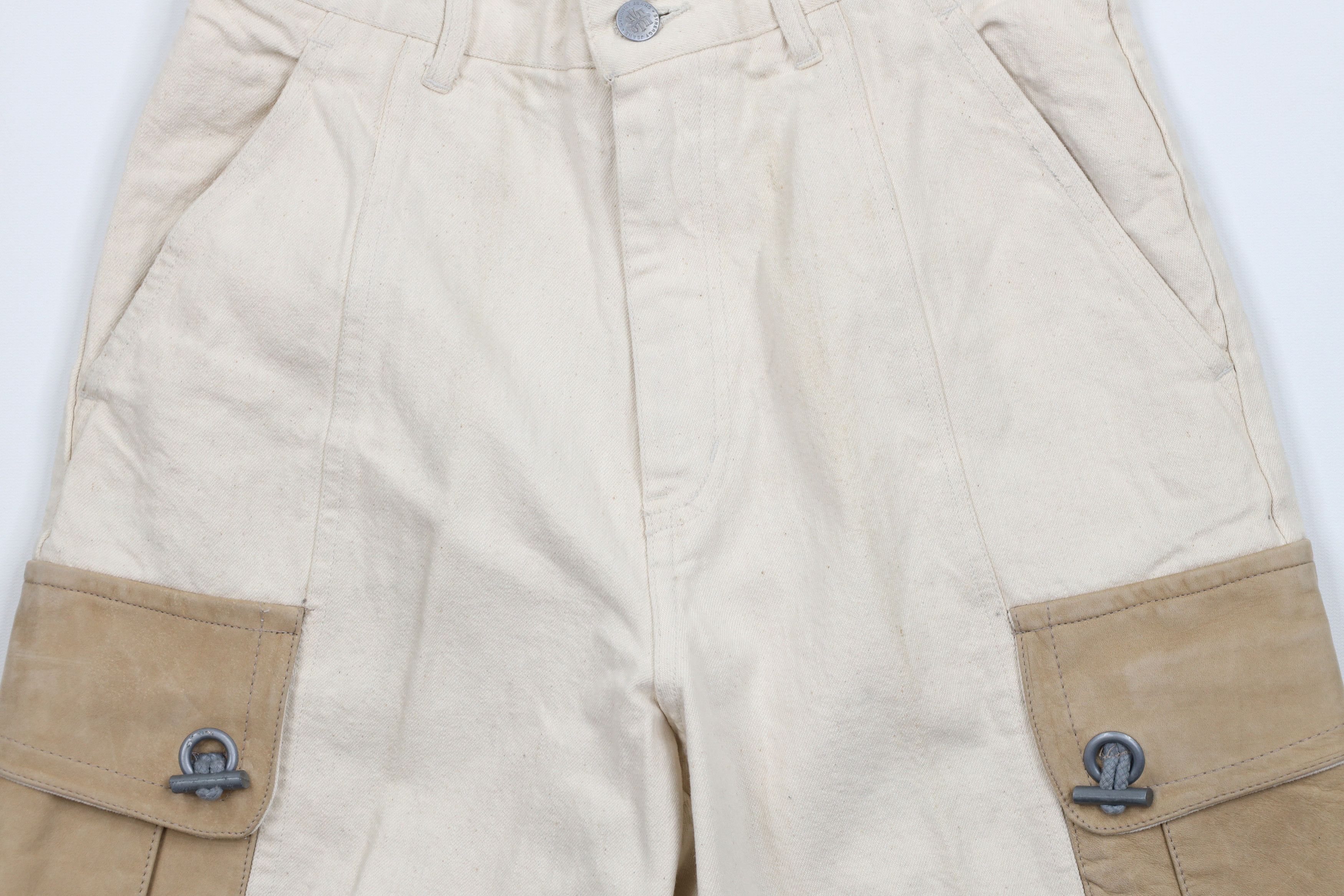 Vintage Deadstock Vintage 90s Streetwear Leather Denim Cargo Shorts Size US 29 - 3 Thumbnail