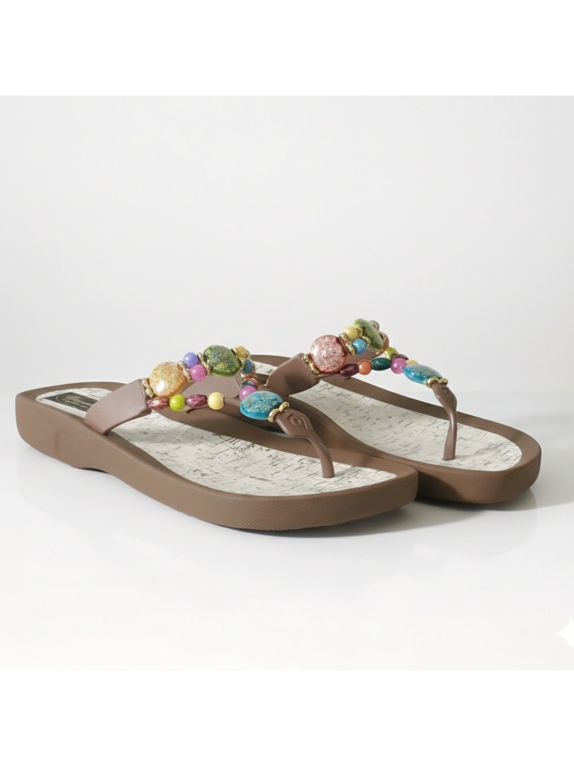 Other Grandco Size 9 NEW Sandals Rainbow Beaded Thong Flip Flop Size US 9 / IT 39 - 3 Thumbnail
