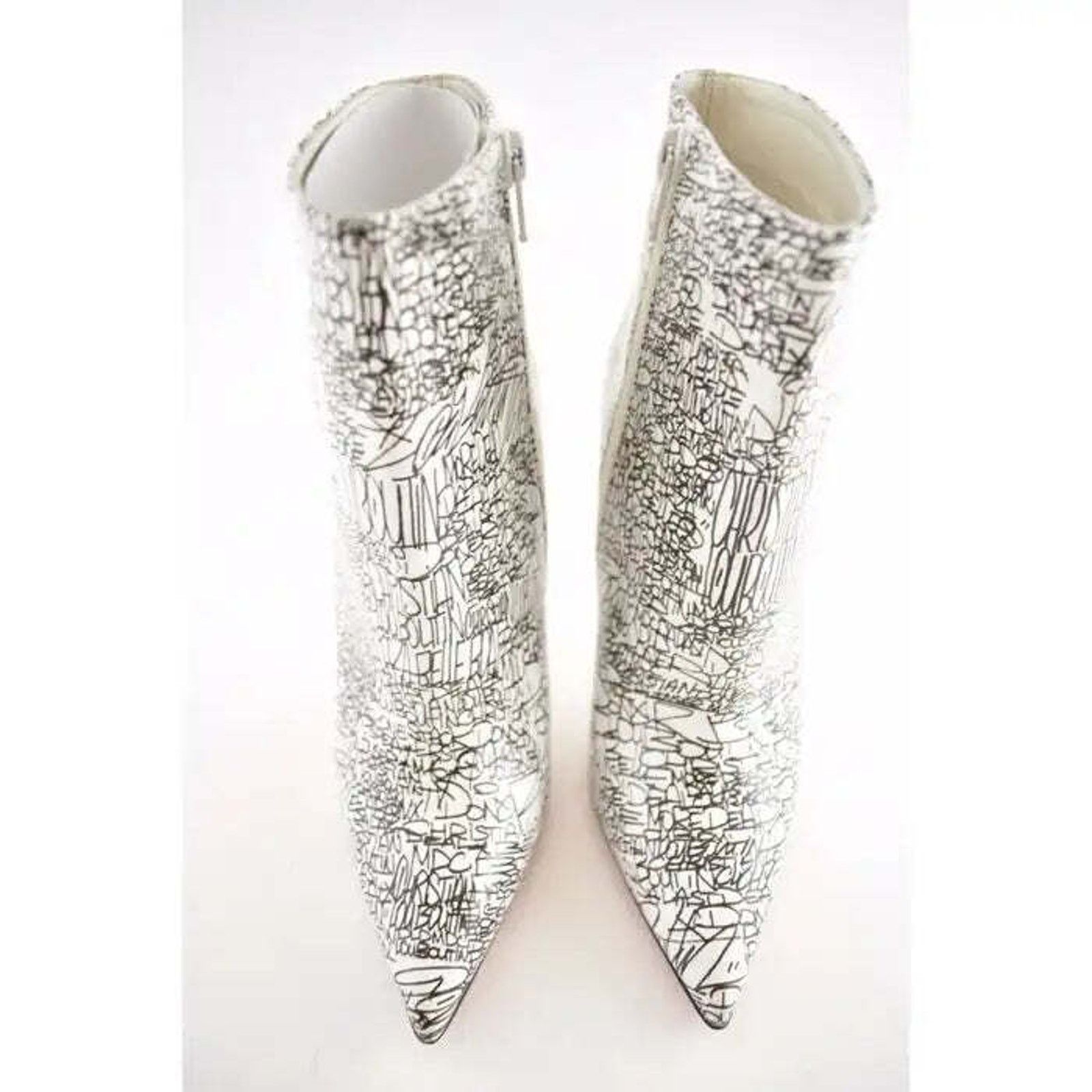 Christian Louboutin Christian Louboutin So Kate Booty 100 Black White Caligraf Size US 5.5 / IT 35.5 - 8 Thumbnail