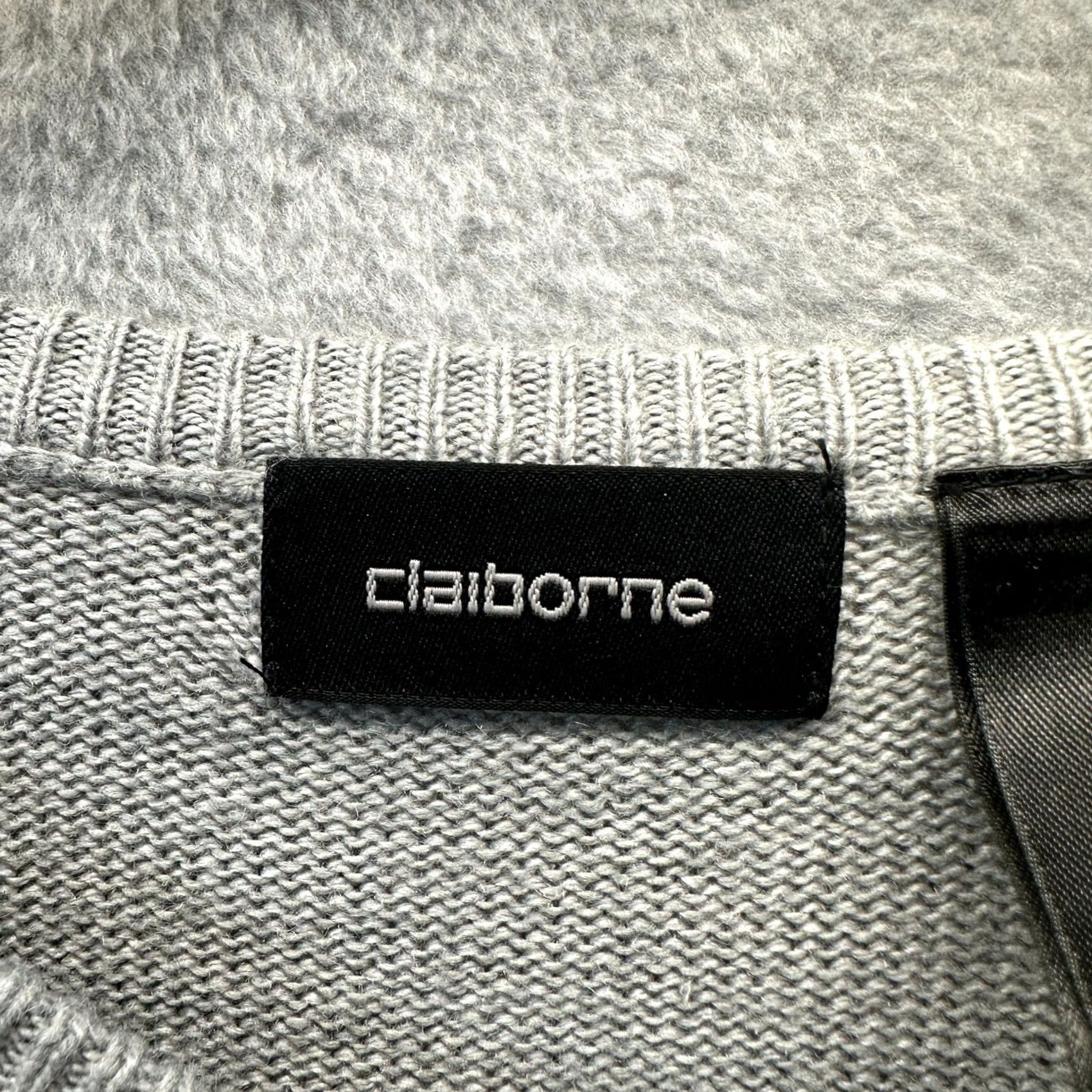 Liz Claiborne Claiborne Sweater Mens 2XL Gray Striped Silk Wool V-Neck 90s Knit Pullover Vintage​ Size US XXL / EU 58 / 5 - 3 Thumbnail
