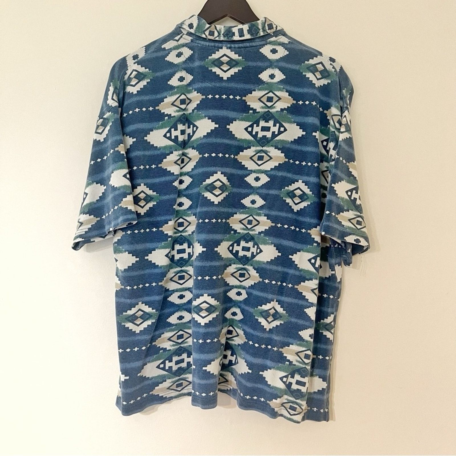 Vintage Vintage All Over Aztec Print Blue Polo Size US L / EU 52-54 / 3 - 2 Thumbnail