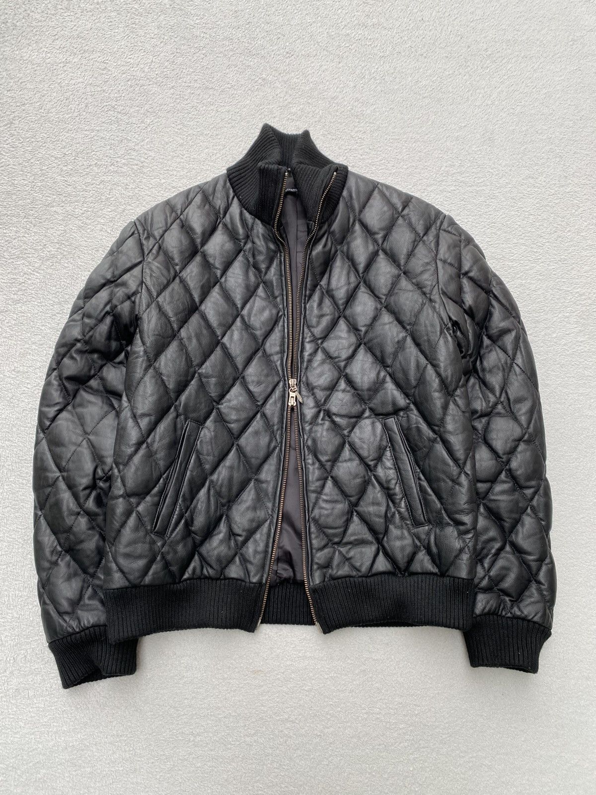 Japanese Brand 2000s- Kawanoyakata Schaffen- Quilted Leather Down Jacket Size US M / EU 48-50 / 2 - 1 Thumbnail
