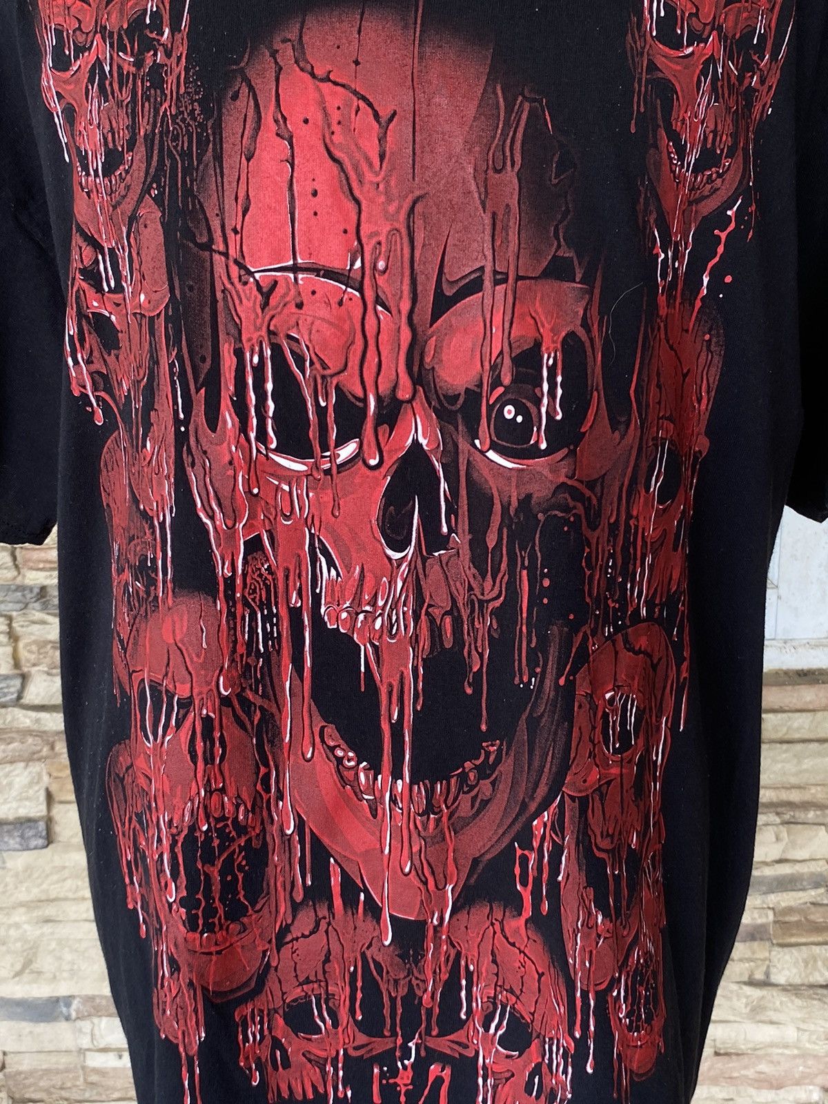 Vintage Y2K Skull Fullprint Tshirt Size US XXL / EU 58 / 5 - 7 Thumbnail