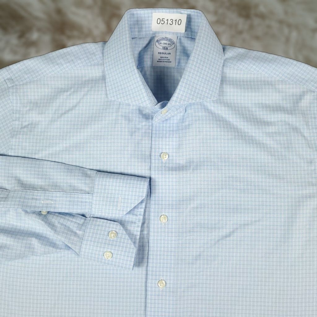 Brooks Brothers Brooks Brothers Dress Shirt Mens Size 16 Blue Check Long Sleeve Button Up Size 42R - 1 Thumbnail