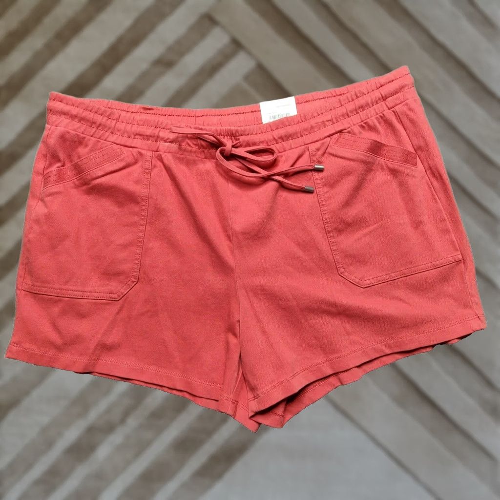 Vintage St Johns Bay Women 2XL Coral Bisque Pull On Cotton Blend 4" Shorts NEW Size 40" / US 18 - 1 Thumbnail