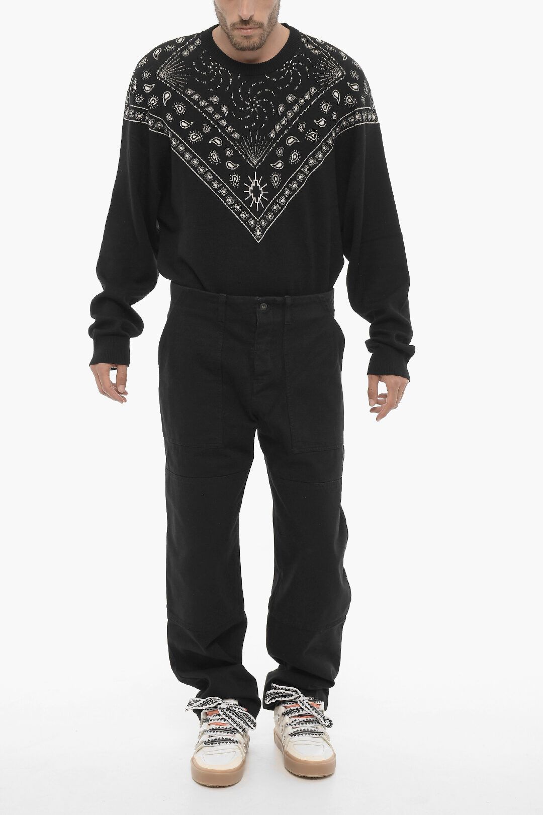 Marcelo Burlon og1mm0824 Dark Washed Wide Leg Jeans in Black Size US 30 / EU 46 - 4 Thumbnail