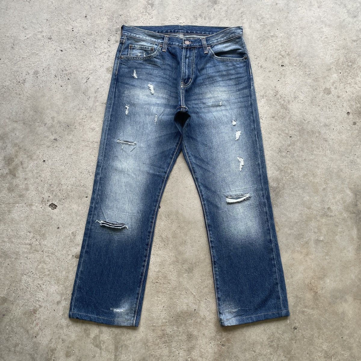 Japanese Brand Vintage Japanese Jeans Distressed Stonewashed Faded Pants Size US 33 - 1 Thumbnail