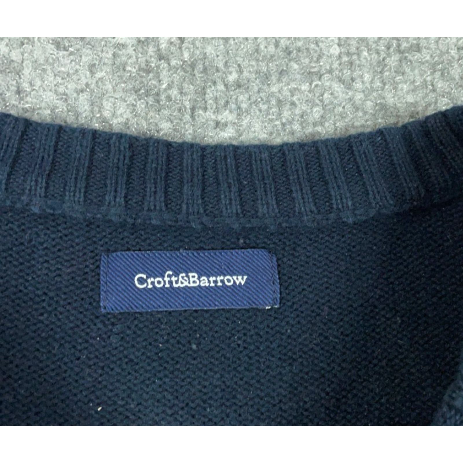 Croft & Barrow VINTAGE Croft & Barrow Sweater Men M Dark Blue Grid Knit Crew Neck 90s Preppy Retro Casual Pullover Mens Size US M / EU 48-50 / 2 - 3 Thumbnail