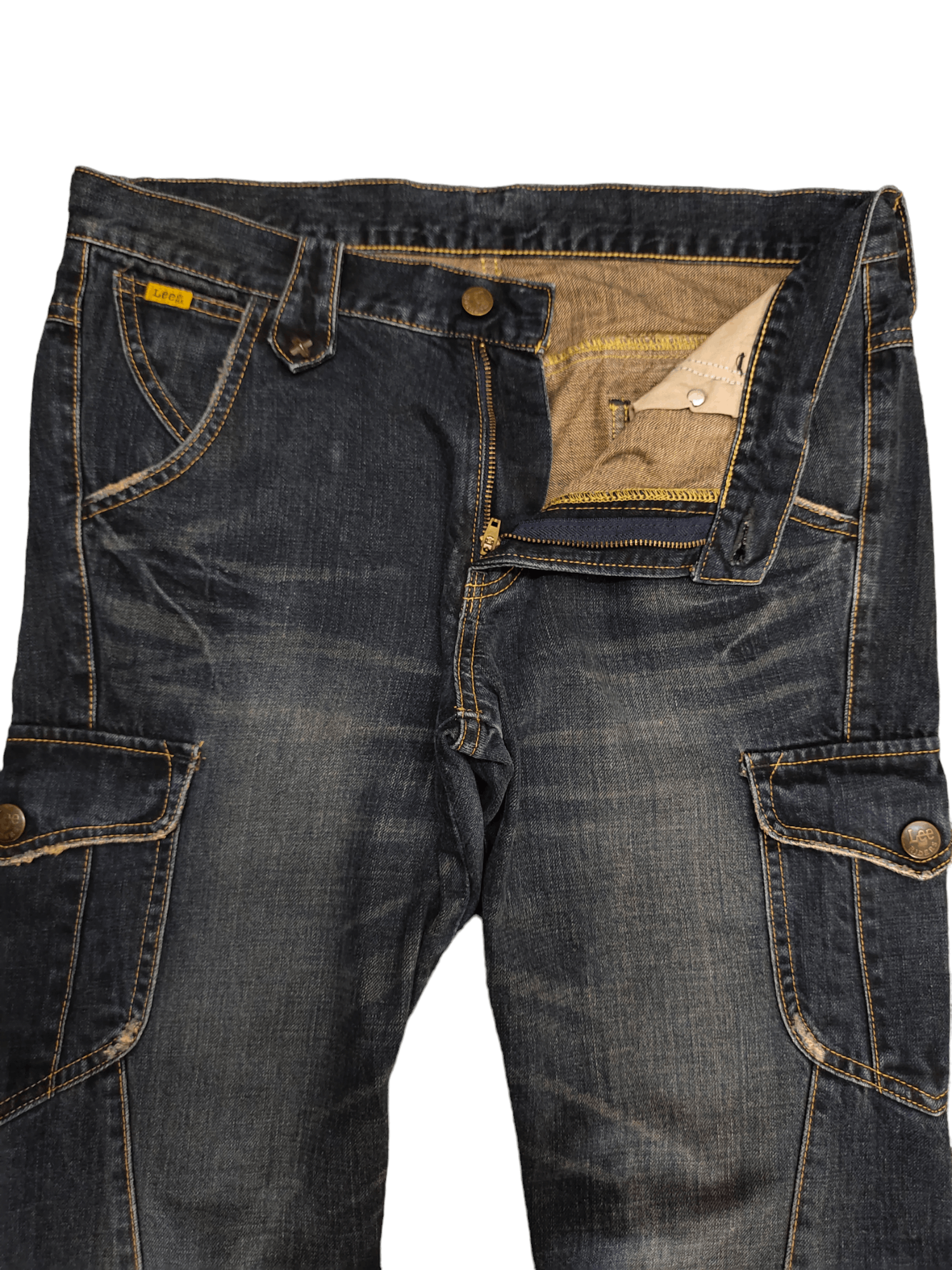 If Six Was Nine Flare Jeans Lee Spiral Cut Cargo Boot Cut Y2k Goa Style Size US 33 - 10 Thumbnail