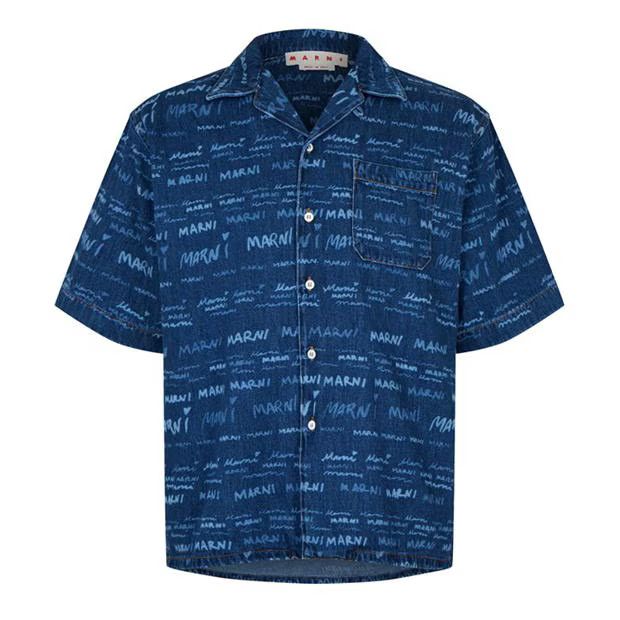 o1g2r1mq0524 Logo Denim Shirts in Blue