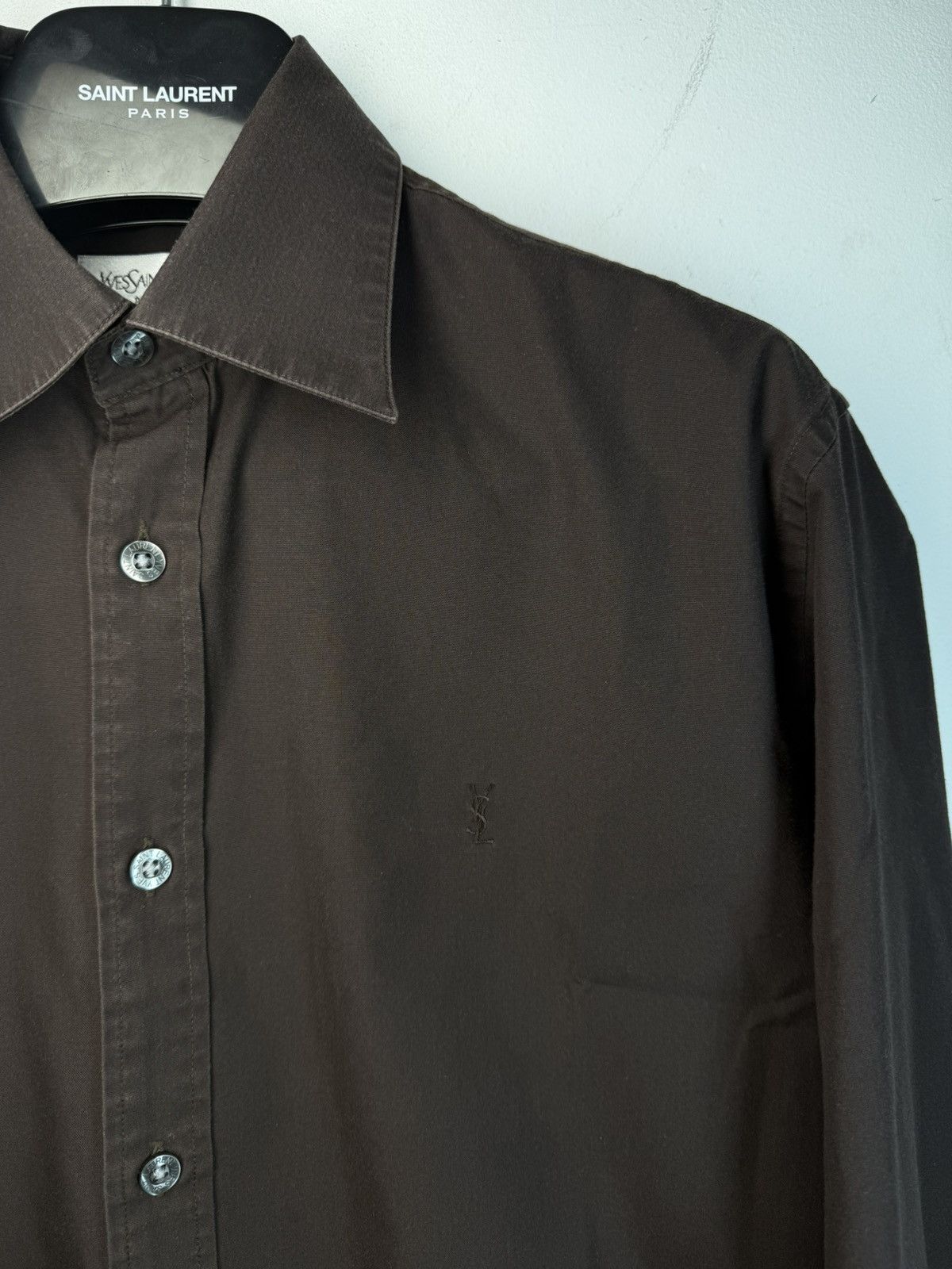 Yves Saint Laurent Brown YSL Shirt Button Up Dress Luxury Casual Collar Y2k Size US S / EU 44-46 / 1 - 3 Thumbnail