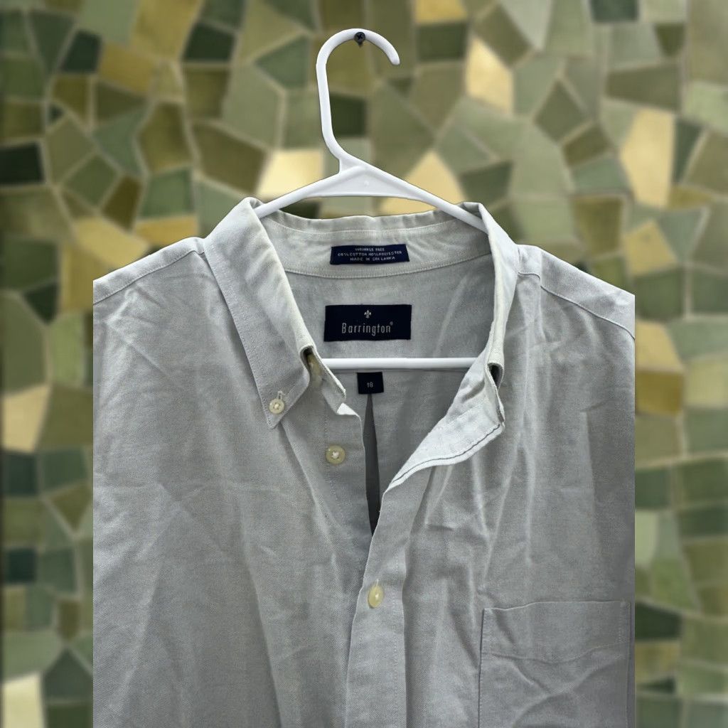 Vintage Barrington Mens Shirt Size 18 Gray Short Sleeve Button Up Size US XXL / EU 58 / 5 - 1 Thumbnail