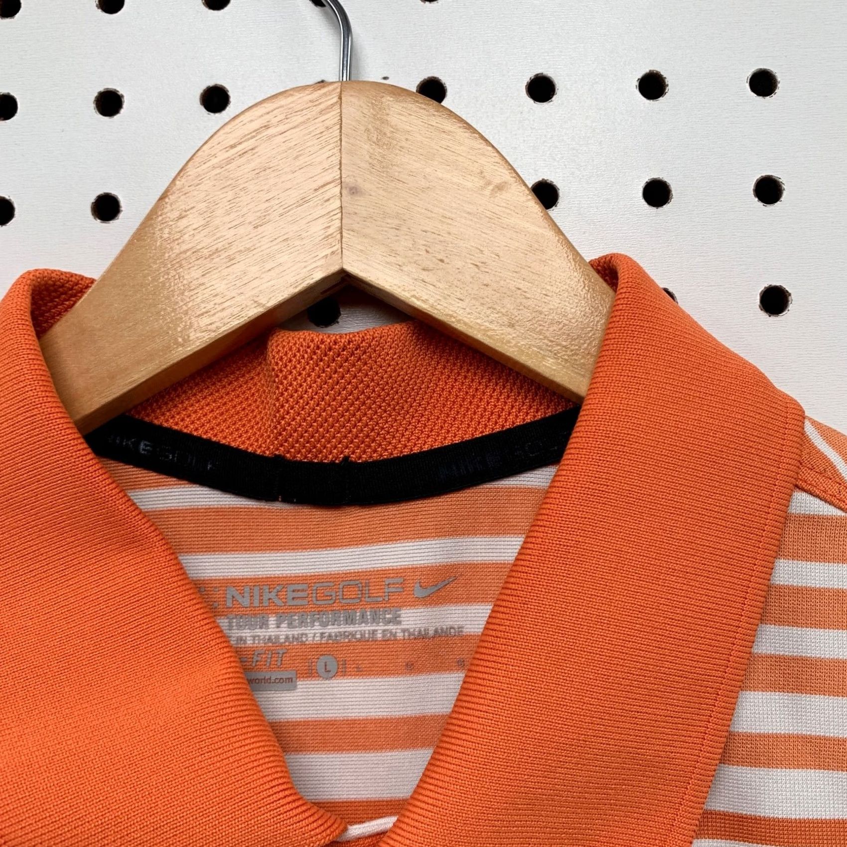 Nike Nike Golf Tour Performance Polo Shirt Mens Large Orange White Striped Short Sleeve Polo Size US L / EU 52-54 / 3 - 6 Thumbnail