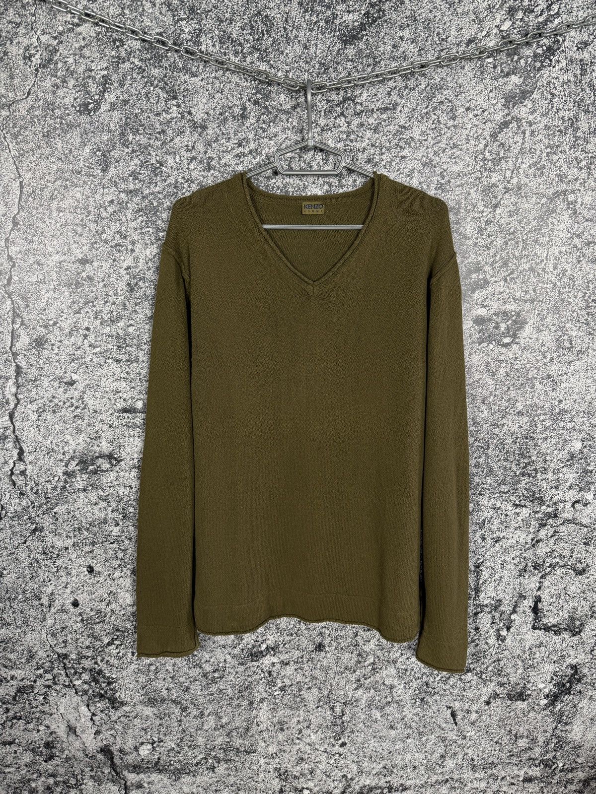 Kenzo Kenzo Homme V-Neck Cotton Sweater Pullover Exposed Seams XL Size US XL / EU 56 / 4 - 1 Thumbnail