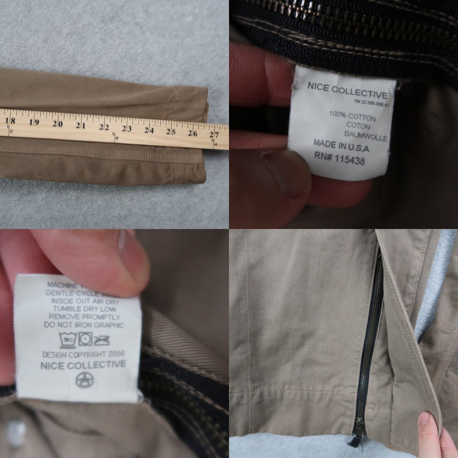 Nice Collective NICE Collective Military Jacket Khaki Mens S Small Cotton USA Made Field Jacket" Size US S / EU 44-46 / 1 - 10 Thumbnail