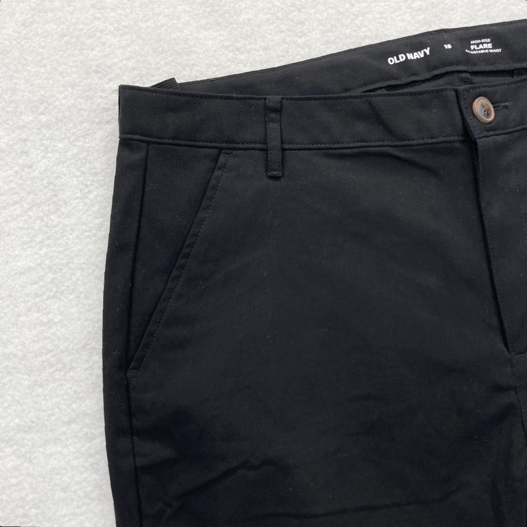 Old Navy Old Navy Pants Womens 16 Black High Rise Flare Adjustable Waist Stretch Preppy Size 38" / US 16 / IT 52 - 3 Thumbnail