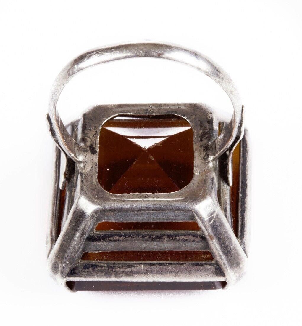 Designer Massive Art Deco Faux Mandarin Citrine Cocktail Ring Size ONE SIZE - 5 Thumbnail