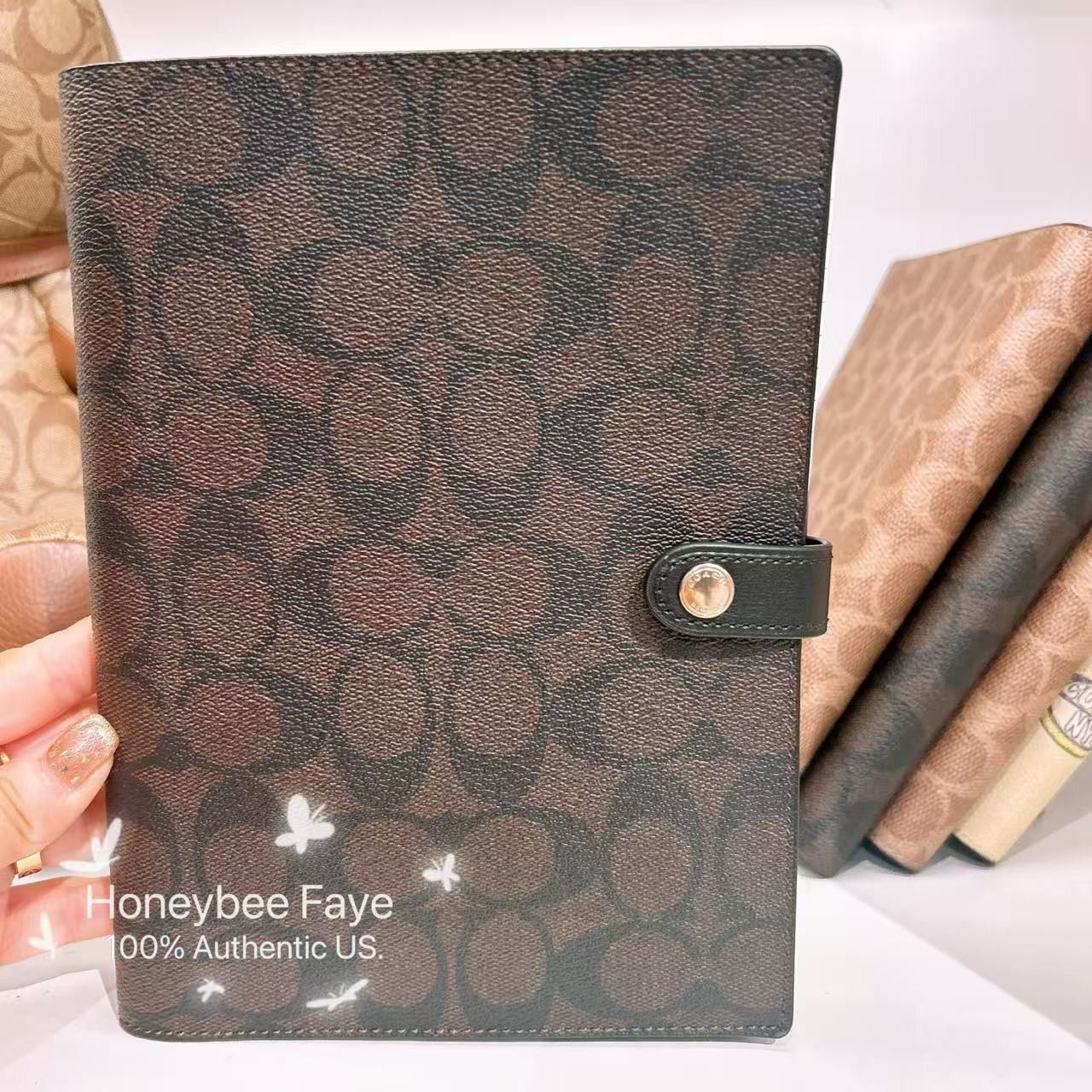Coach NWT Coach Notebook In Signature Canvas CZ198 walnut black Size ONE SIZE - 2 Thumbnail