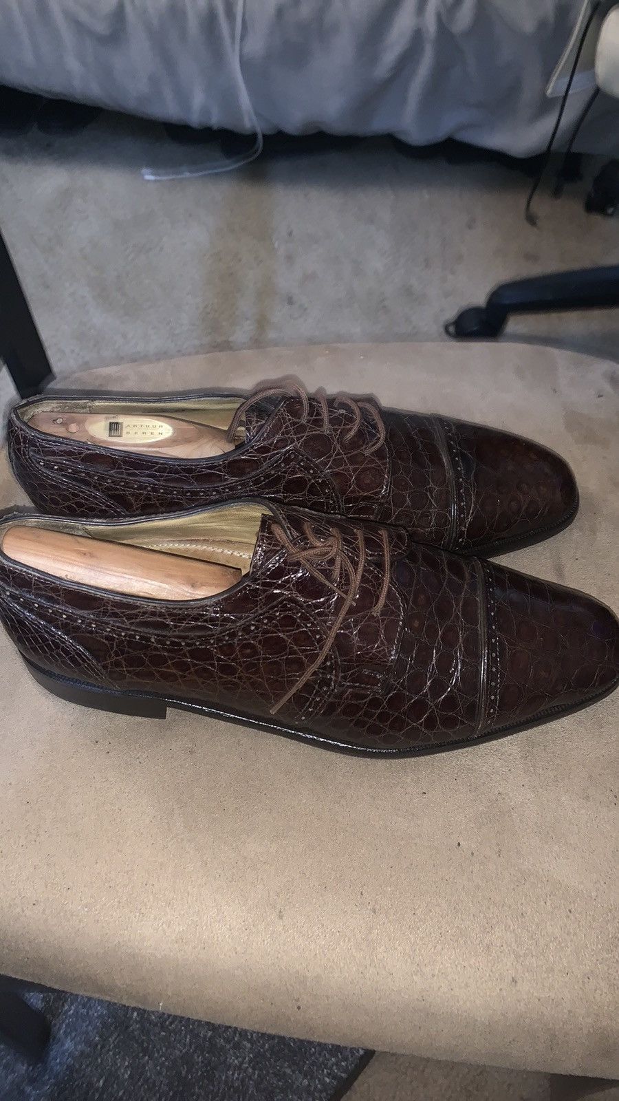 Zelli Genuine Andrea Crocodile Cognac Zelli Dress Shoes Size US 11 / EU 44 - 2 Thumbnail