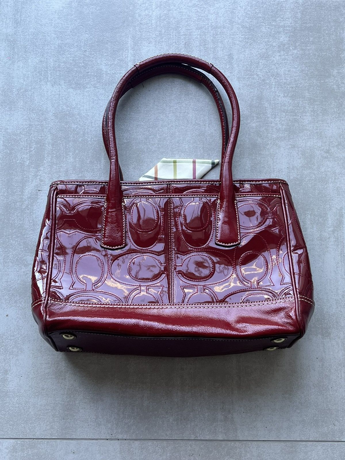 Coach Coach Patent Leather Embossed Signature Satchel Red Size ONE SIZE - 4 Thumbnail