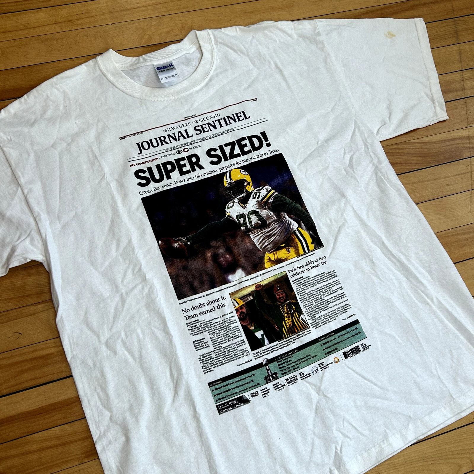 Gildan Y2K Packers Super Bowl Newspaper T-Shirt XL Size US XL / EU 56 / 4 - 2 Thumbnail
