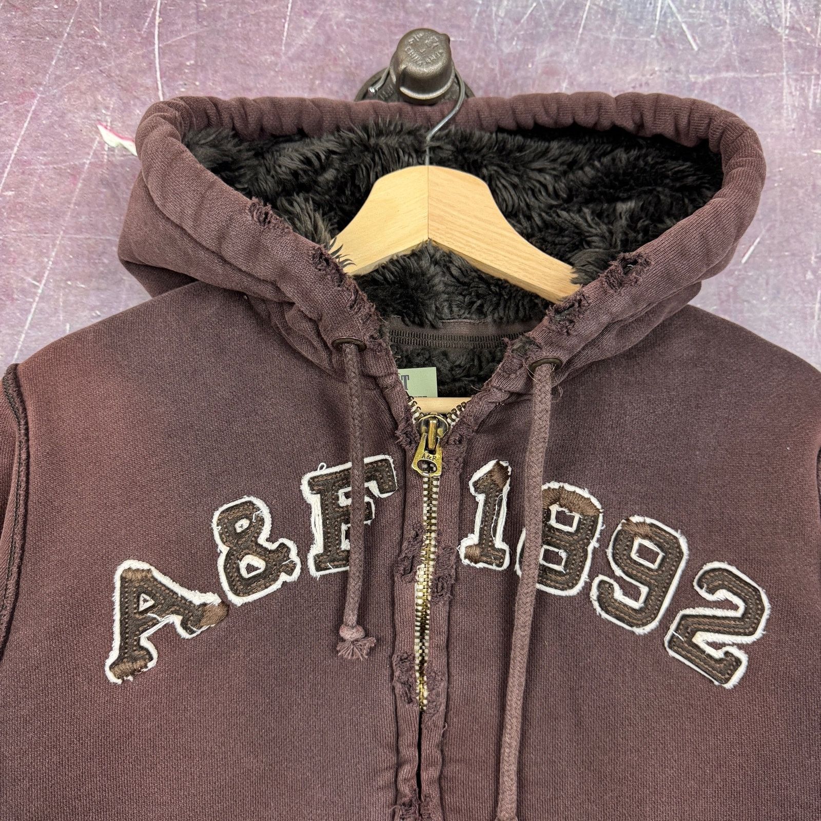 Abercrombie & Fitch 00s Abercrombie Fitch Faux Fur Lined Zip Up Hoodie 2640 Size US L / EU 52-54 / 3 - 3 Thumbnail