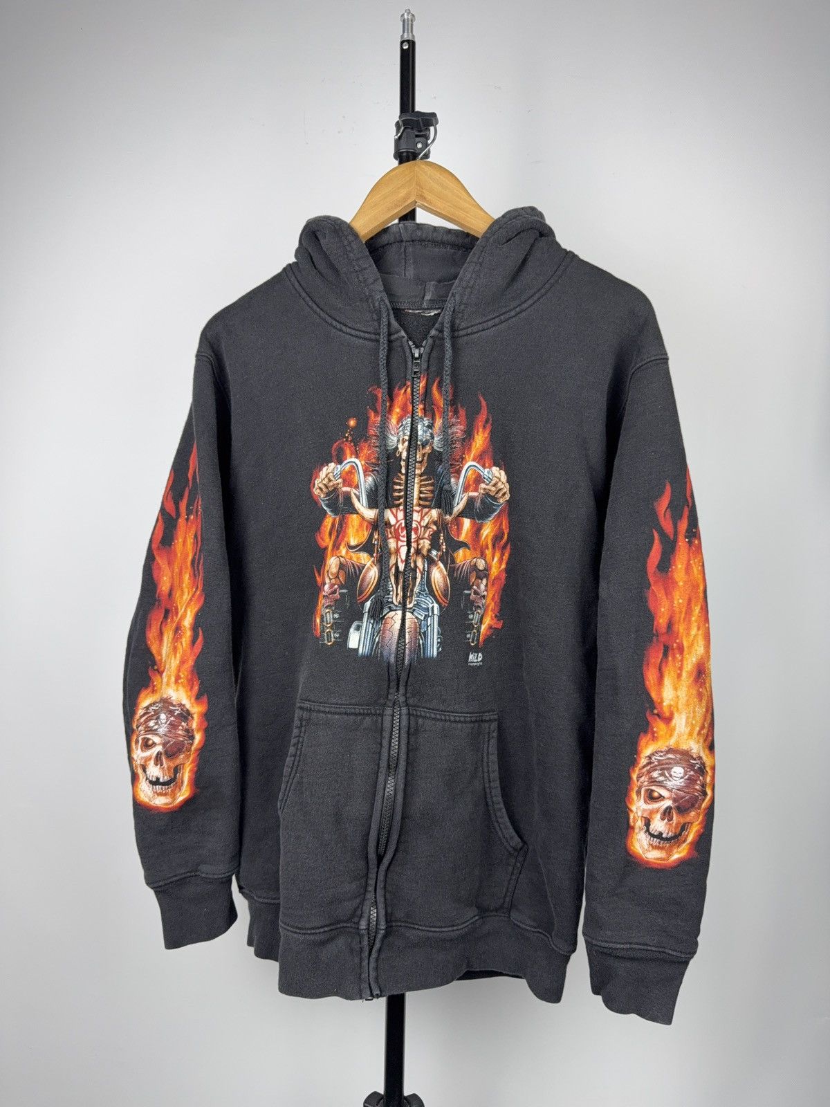 Harley Davidson Flaming Skull Biker Zip Hoodie Chopper Motorcycle Graphic Size US M / EU 48-50 / 2 - 1 Thumbnail