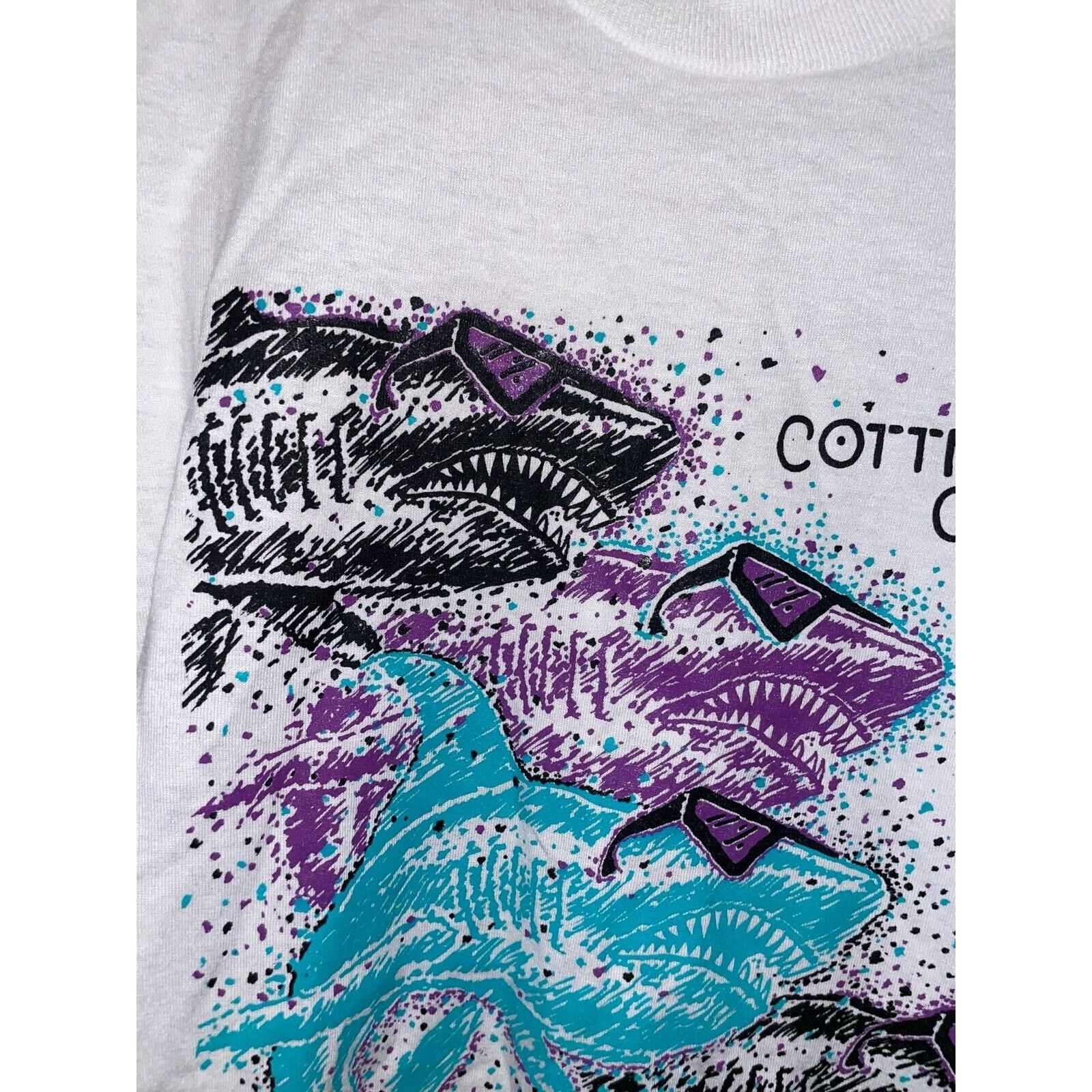 Jerzees Vintage Shark Shirt Cottonwood Cove Sharks White Tee 90s M Size US M / EU 48-50 / 2 - 3 Thumbnail