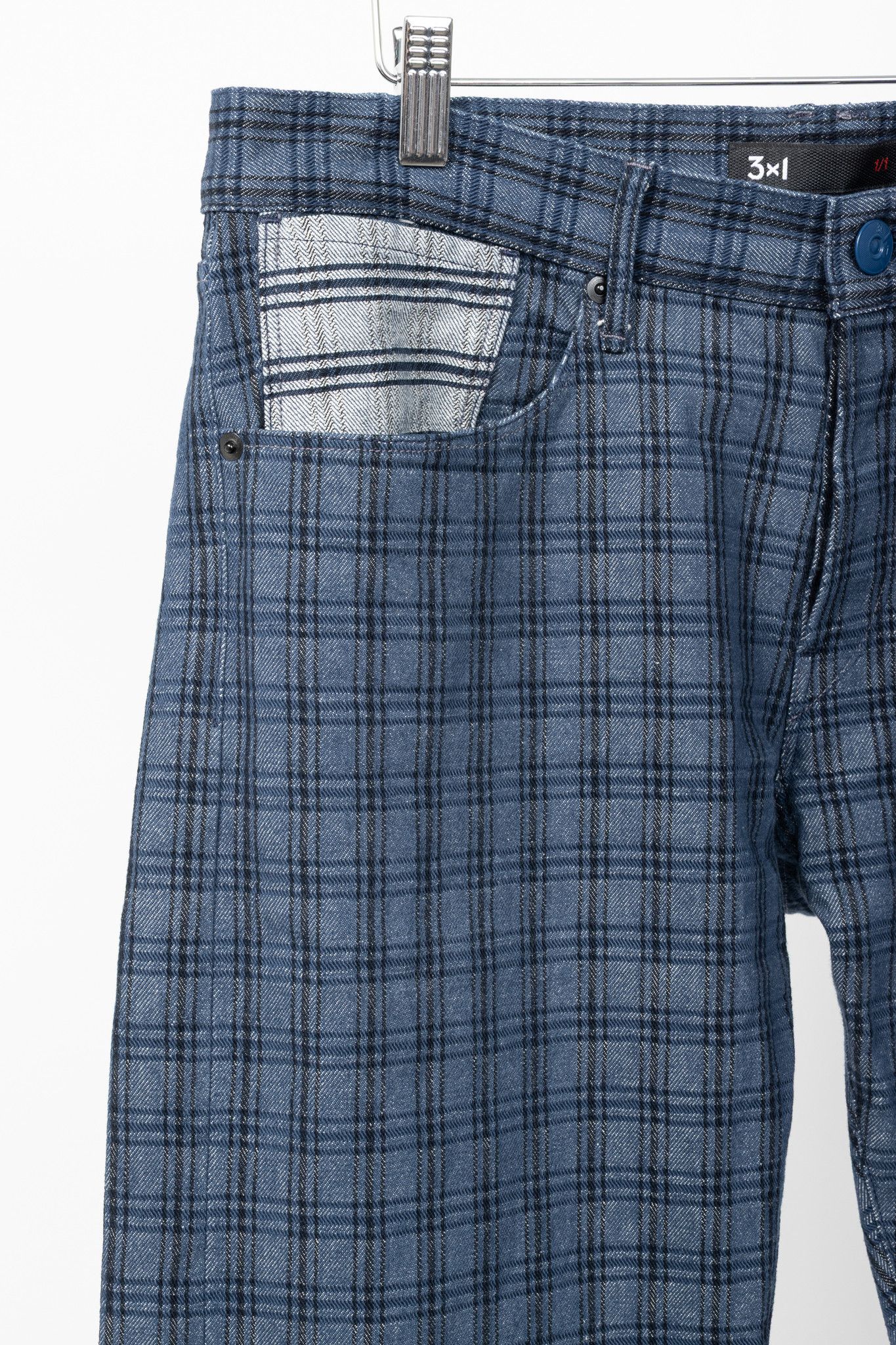3x1 3x1 M4 Blue Plaid Slim 5-Pocket Jeans Size US 34 / EU 50 - 4 Thumbnail