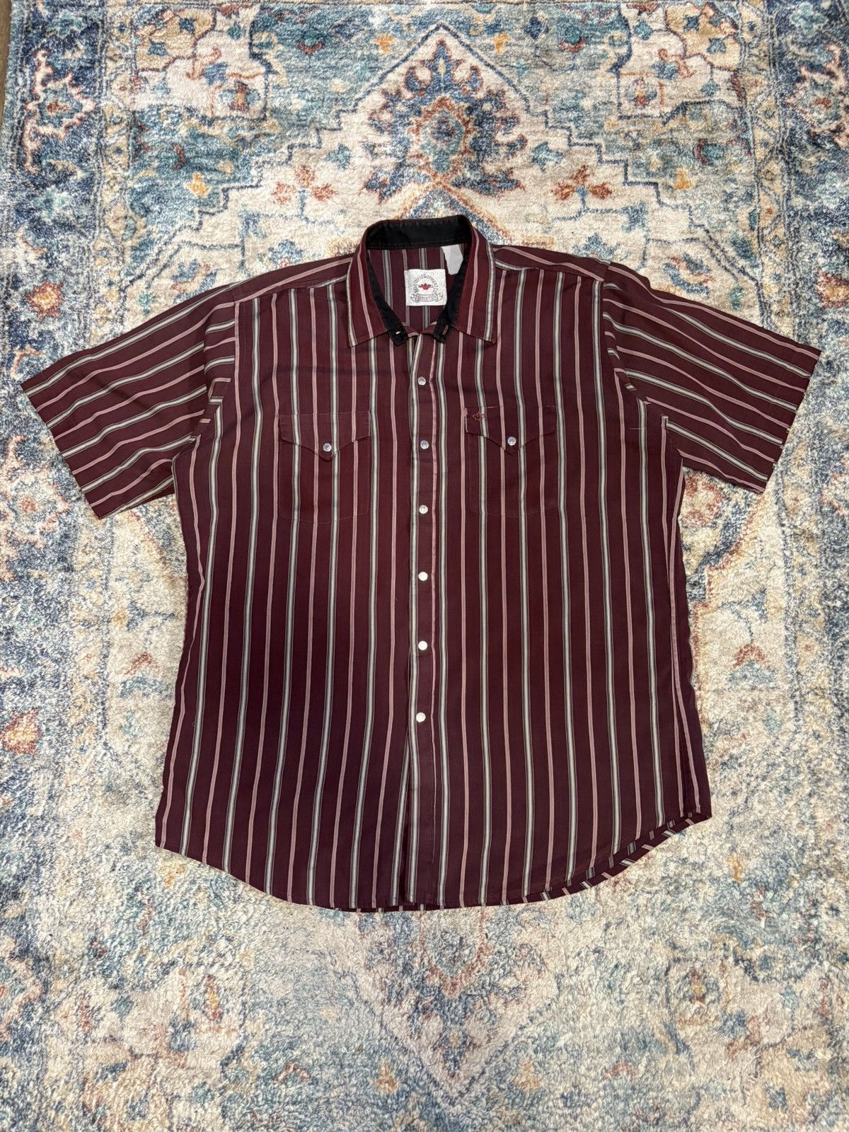 Vintage Vintage 80s MWG Striped Snap-up Button-up Short Sleeve Shity Size US XXL / EU 58 / 5 - 1 Thumbnail