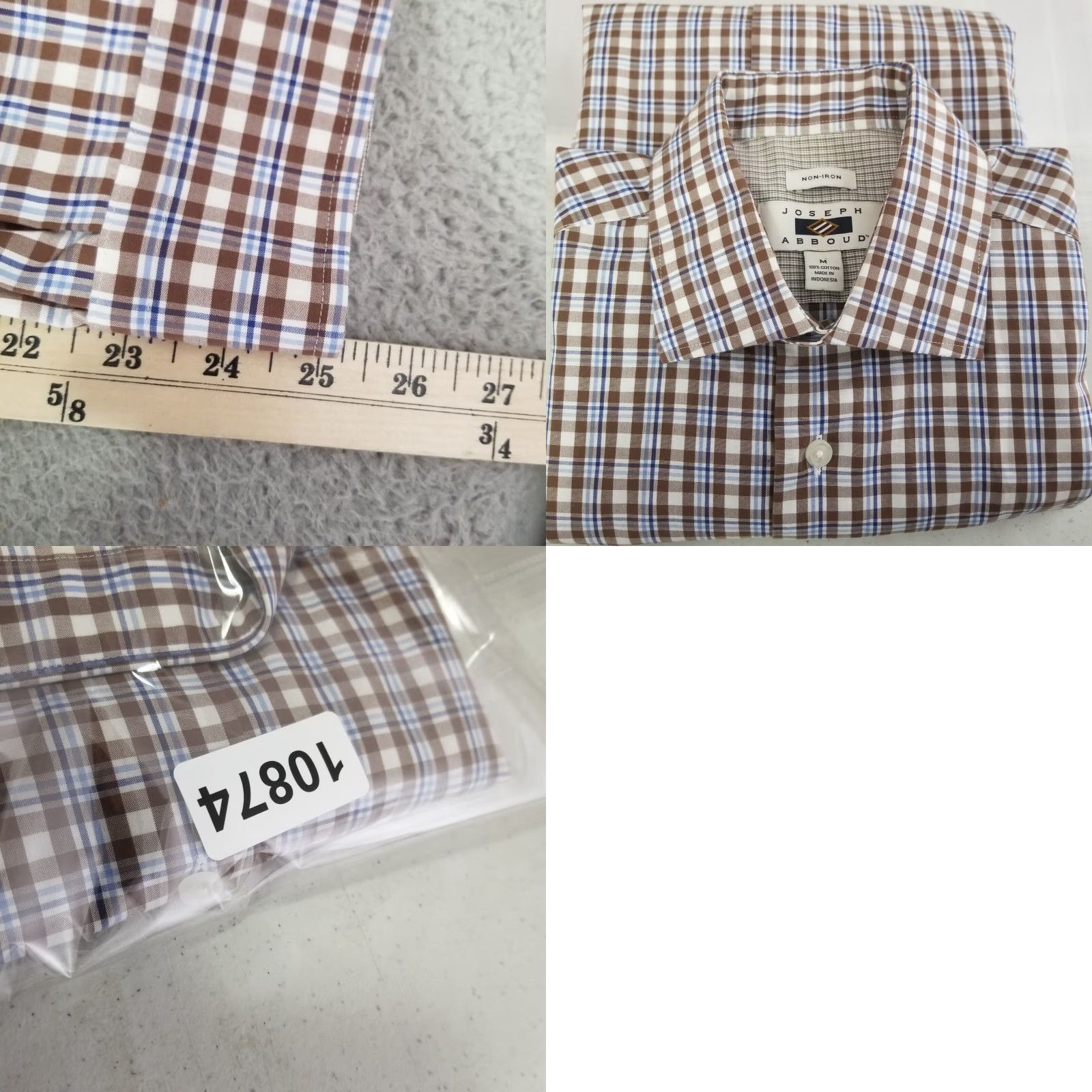 Joseph Abboud Joseph Abboud Shirt Mens Medium Brown Check Cotton Button Up Long Sleeve Casual Size US M / EU 48-50 / 2 - 8 Thumbnail