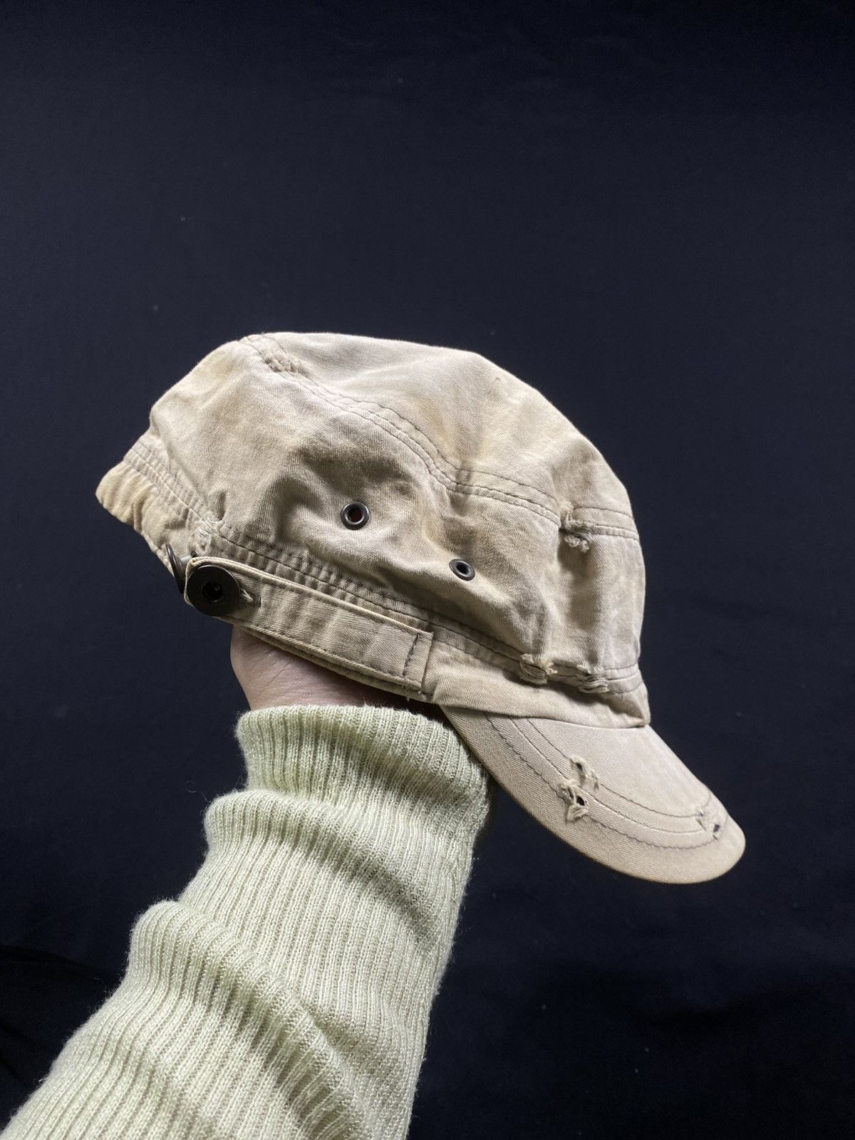 14th Addiction × KMRii × Le Grande Bleu (L.G.B.) Gothic Studdet Crazy Cadet Hats Distressed Size ONE SIZE - 4 Thumbnail