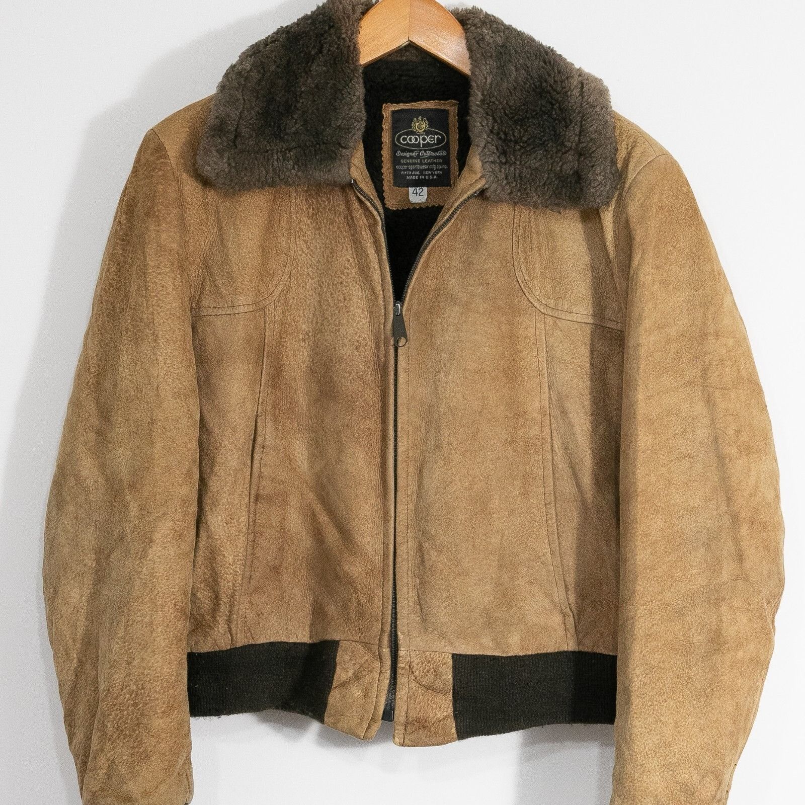 Cooper × Vintage Vintage Cooper Sheraling Zip Up Bomber Jacket Mens 42 Suede Size US M / EU 48-50 / 2 - 3 Thumbnail