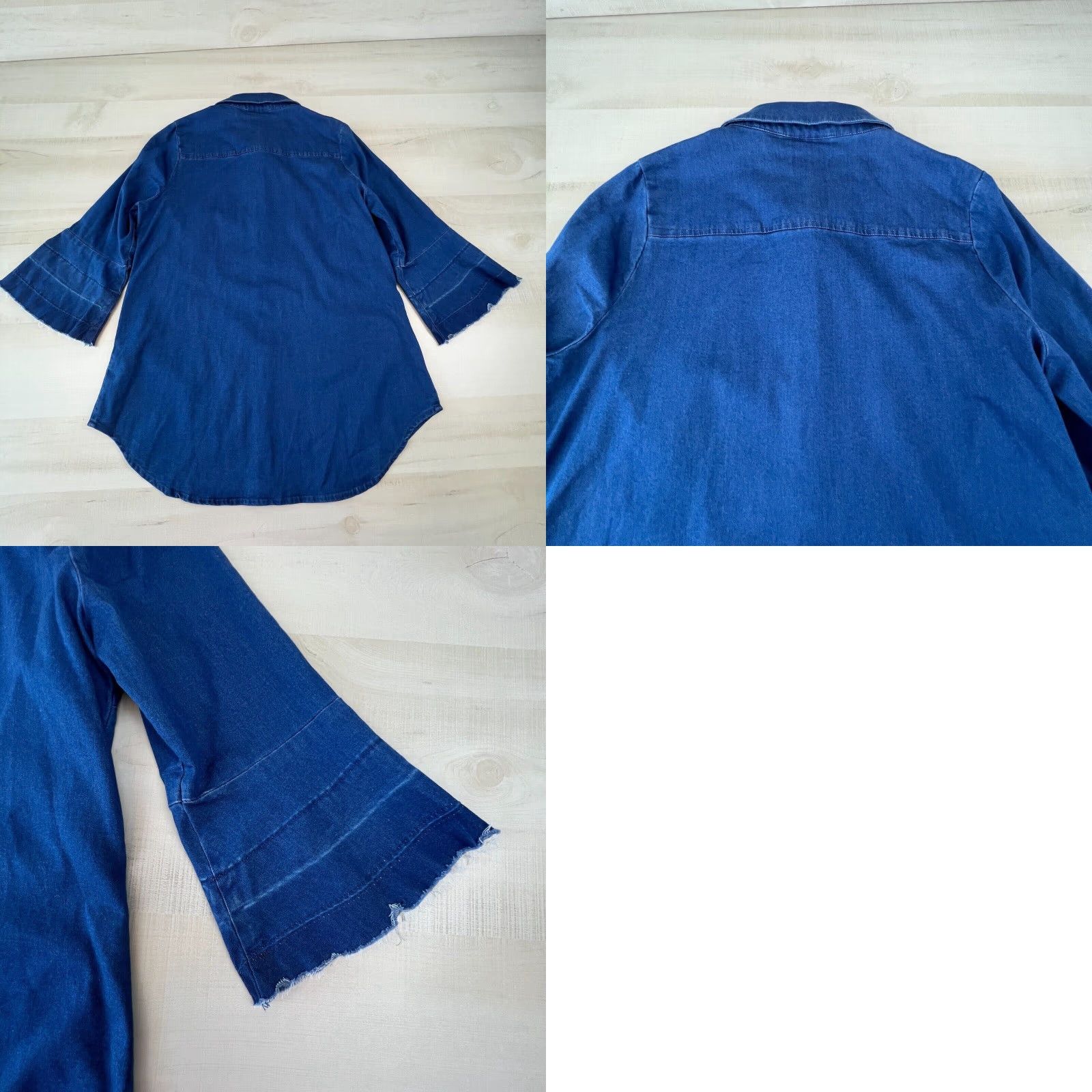 Vintage Belle Kim Gravel Womens Top XS Blue Chambray Button Up 3/4 Sleeve Shirt Size XS / US 0-2 / IT 36-38 - 8 Thumbnail