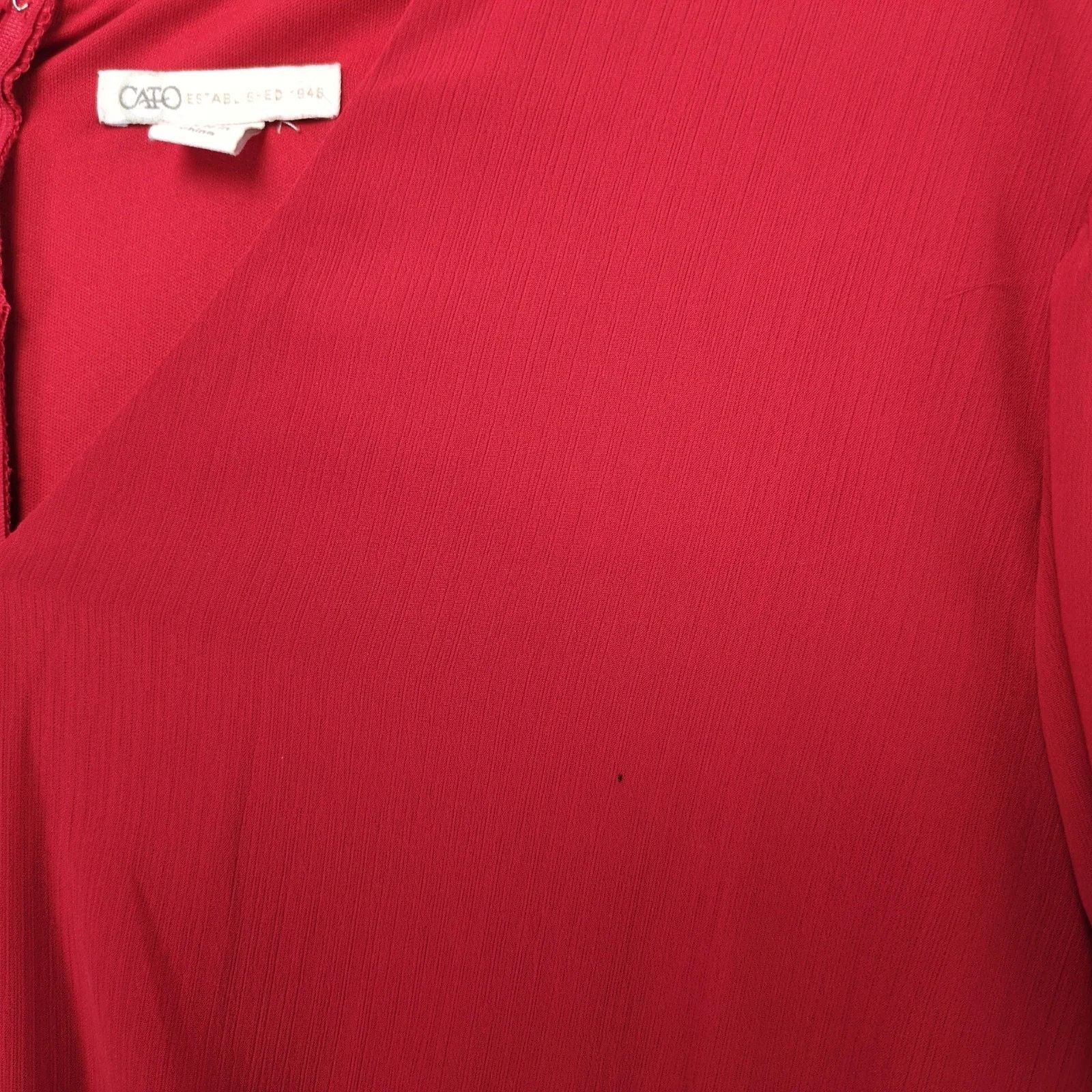 Other Cato Red Layered Midi Dress Size 16W Long Sheer Puff Sleeves Size XXL / US 16-18 / IT 52-54 - 8 Thumbnail