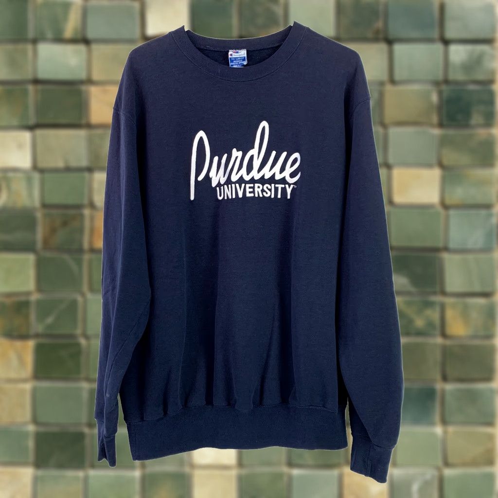 Champion VINTAGE Champion Purdue University Sweatshirt 2XL Men Blue White Crew Neck Logo Embroidered Nike? Size US XXL / EU 58 / 5 - 1 Thumbnail