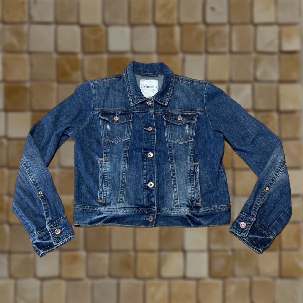 Vintage VINTAGE Aéropostale Denim Blue Jean Jacket Women Large Trucker Biker 90s Classic Size 36" / US 14 / IT 50 - 1 Thumbnail