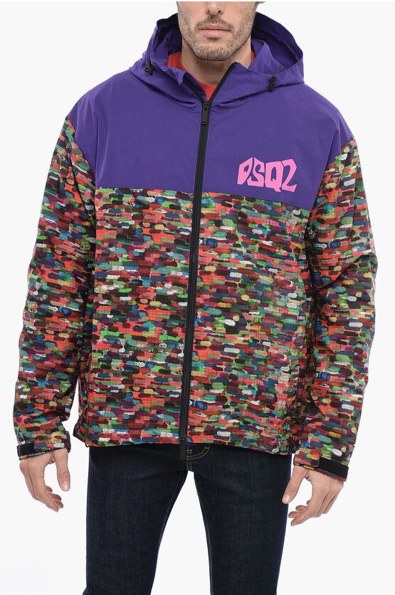 image of Dsquared2 Multicolor Patterned Dean Windbreaker, Men's (Size 2XL)