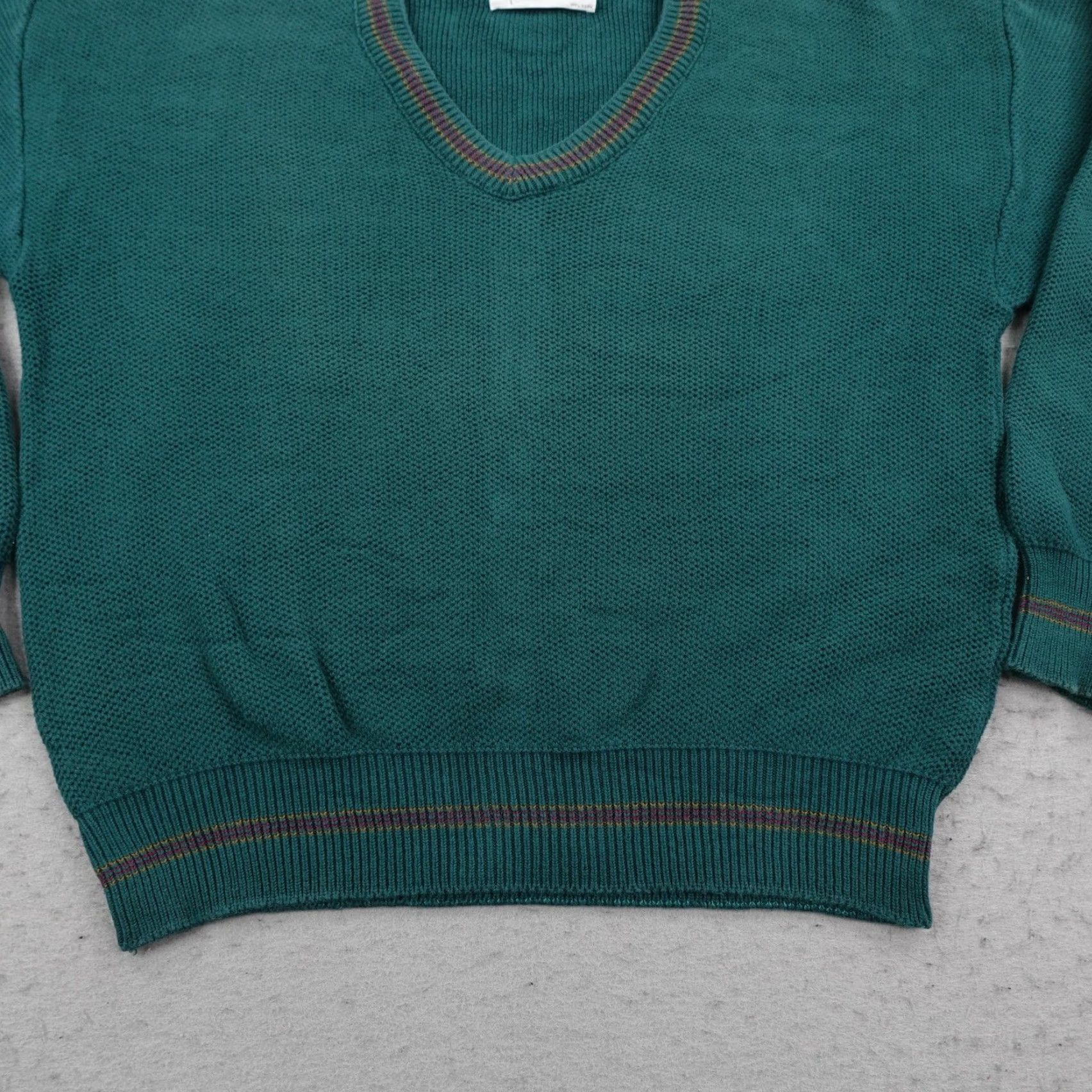 Vintage VINTAGE Carmel Sweater Mens Large Green V-Neck Pullover Knit Cotton Golf Tennis Size US L / EU 52-54 / 3 - 3 Thumbnail