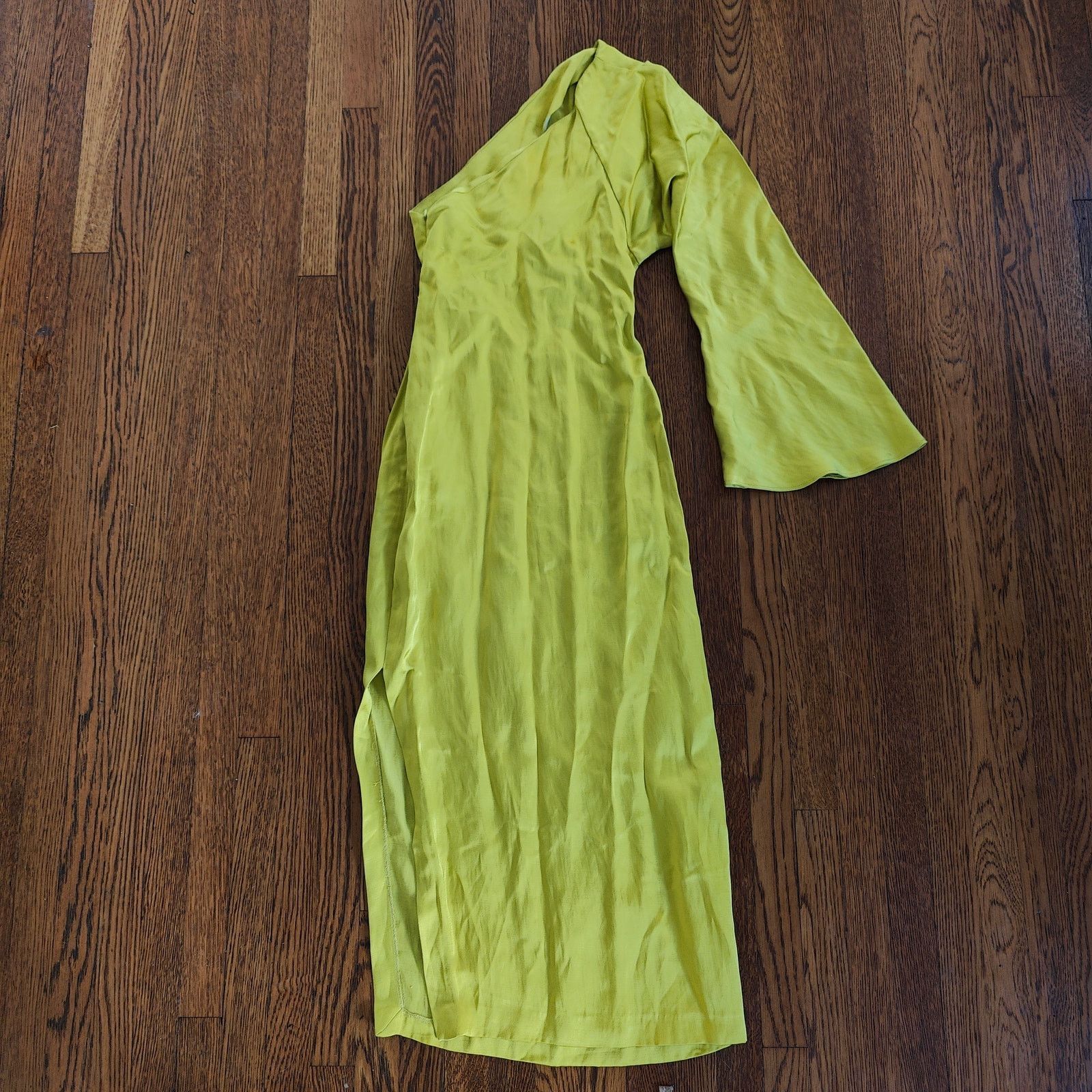 Zara Zara One Shoulder Midi Dress Womens XS Chartreuse Green Size XS / US 0-2 / IT 36-38 - 8 Thumbnail