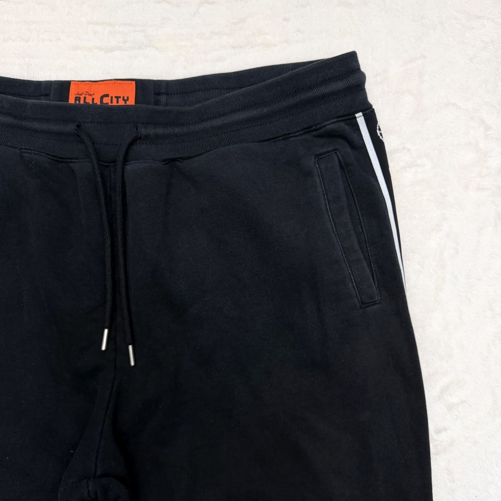 Just Don Just Don All City Sweatpants Track Pants Mens XXL Black Side Stripe Pockets Ribbed Adjustable Waist Size US 39 - 2 Thumbnail