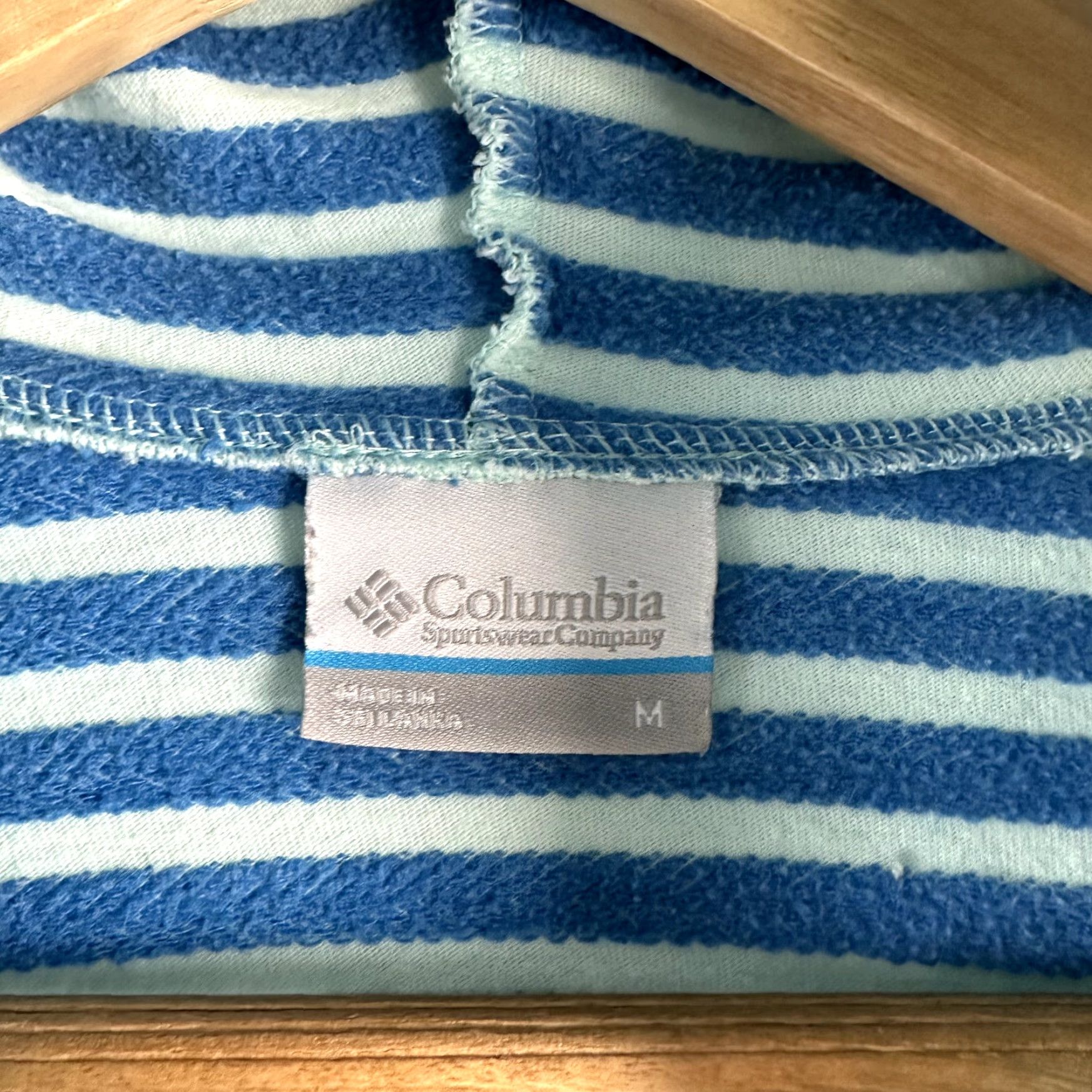 Vintage Columbia Womens Medium Blue Striped Hooded Full Zip Sweatshirt Jacket Size M / US 6-8 / IT 42-44 - 4 Thumbnail