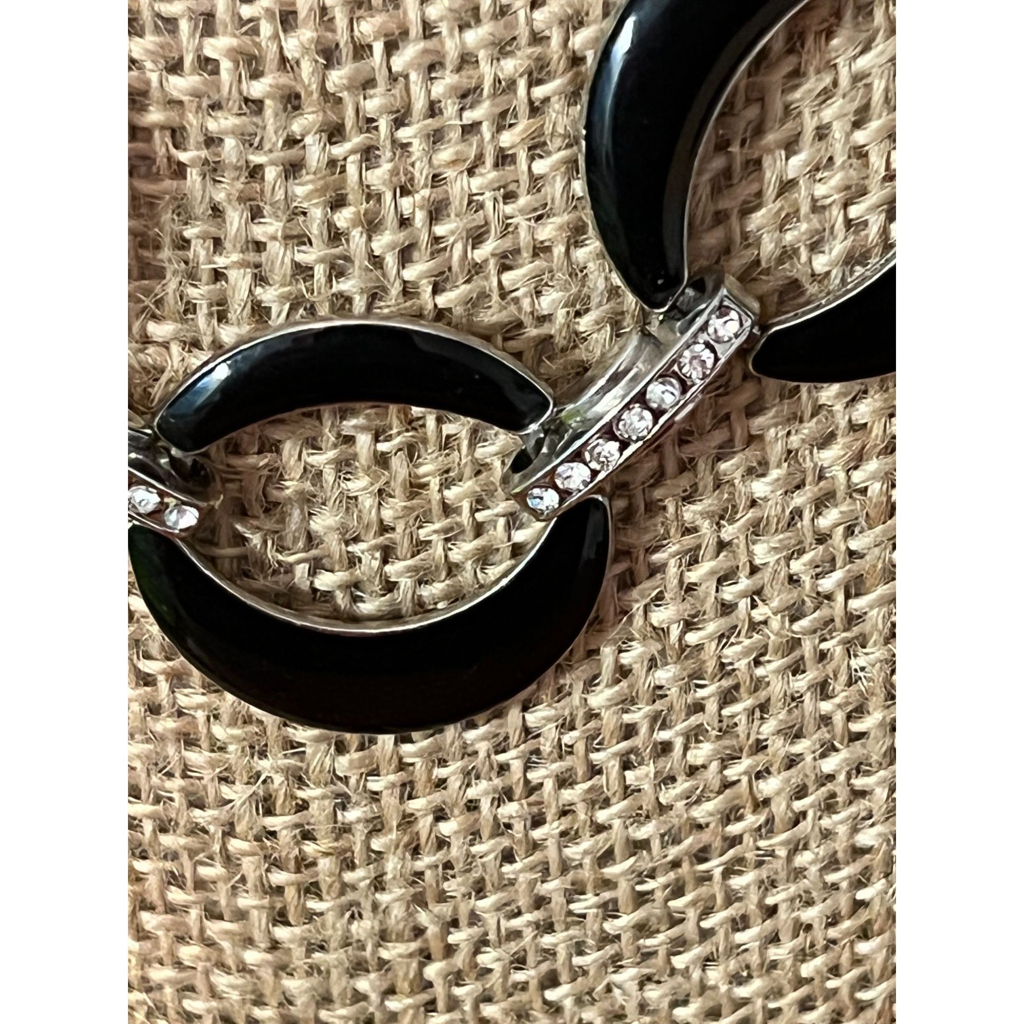 Other Cato C 1946 Silver Tone Black Enamel necklace clear rhinesto Size ONE SIZE - 2 Thumbnail