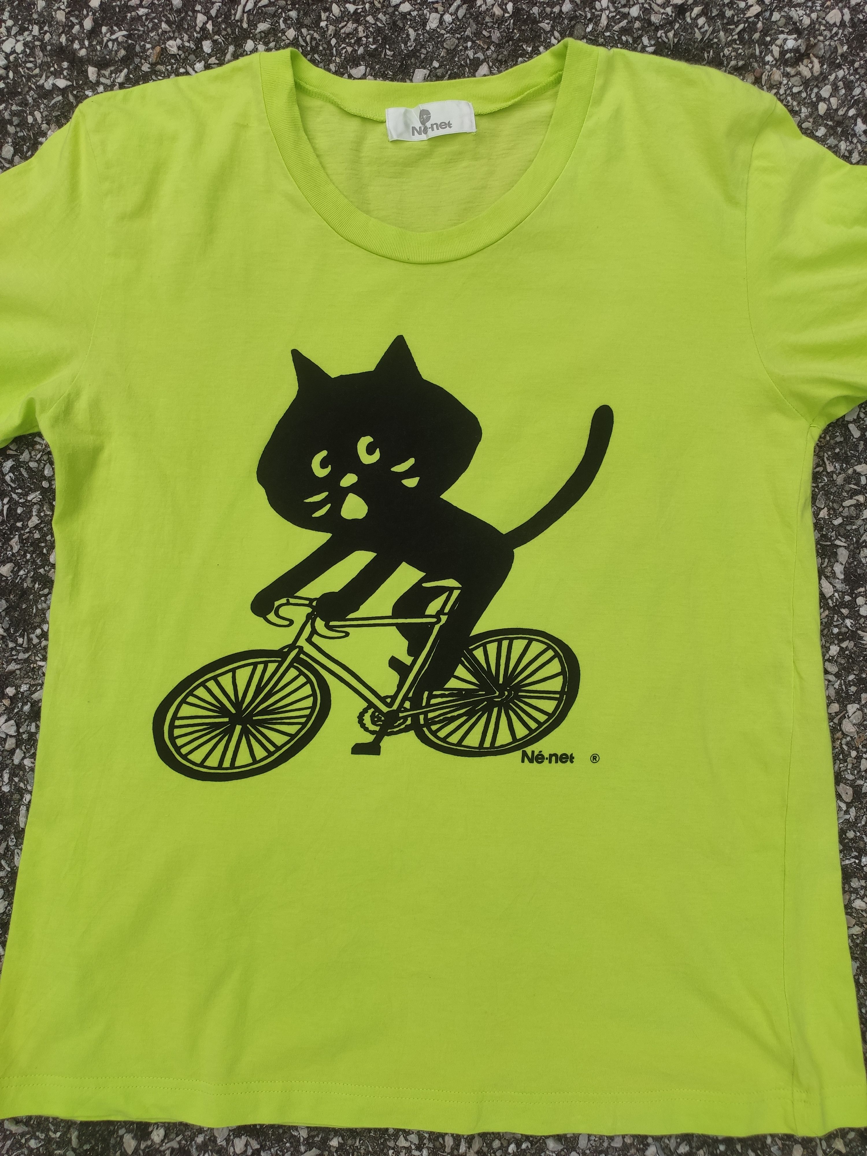 Issey Miyake × Ne-Net Ne-Net Cat Cycling Printed Neon Tee Size US M / EU 48-50 / 2 - 2 Thumbnail