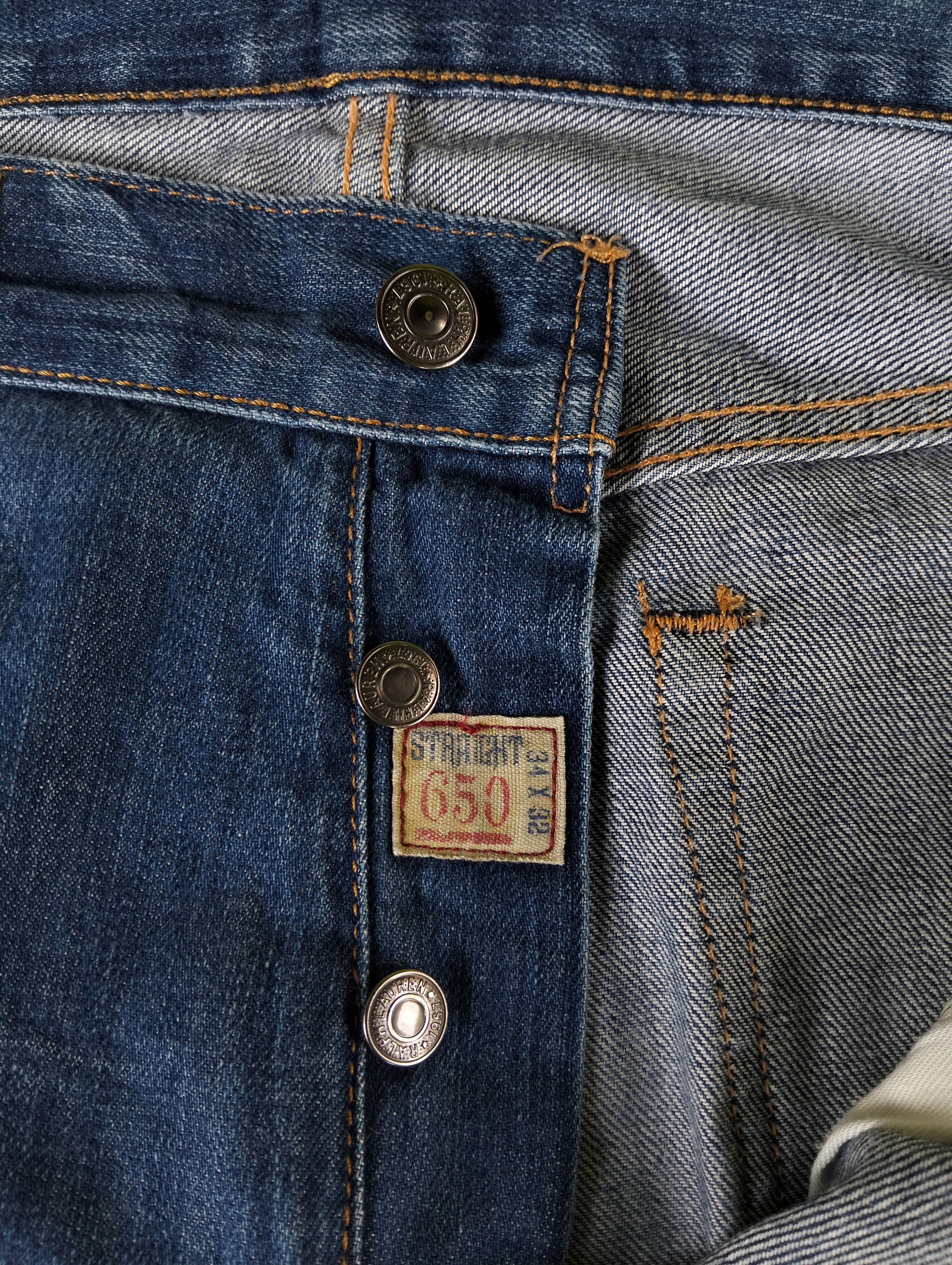 RRL Ralph Lauren PRL Polo Ralph Lauren Button Fly StraightFit 650 Denim Jeans Size US 35 - 11 Thumbnail