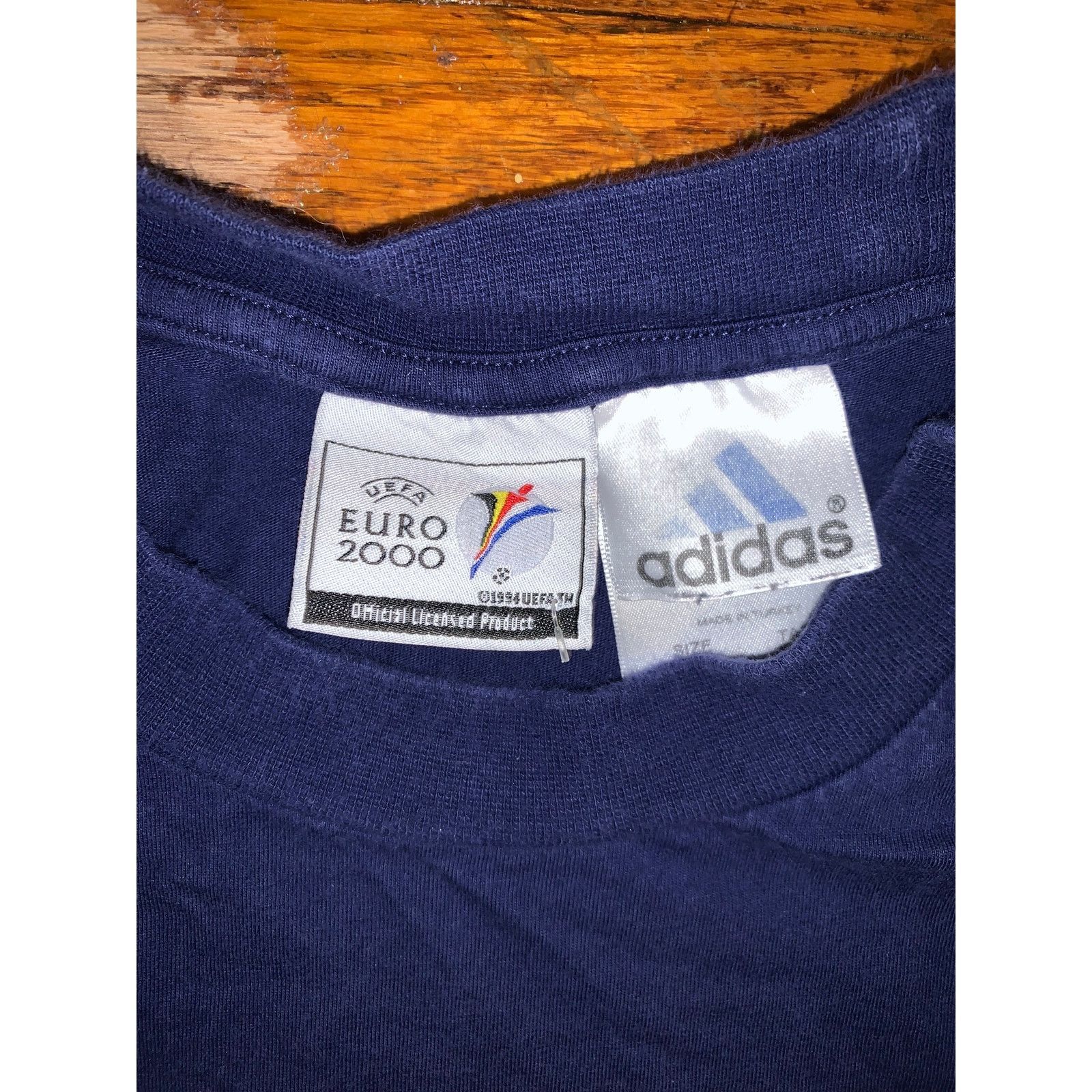 Adidas × Vintage UEFA Euro 2000 Adidas Tee Navy Blue Soccer Single Stitch L Size US L / EU 52-54 / 3 - 8 Thumbnail