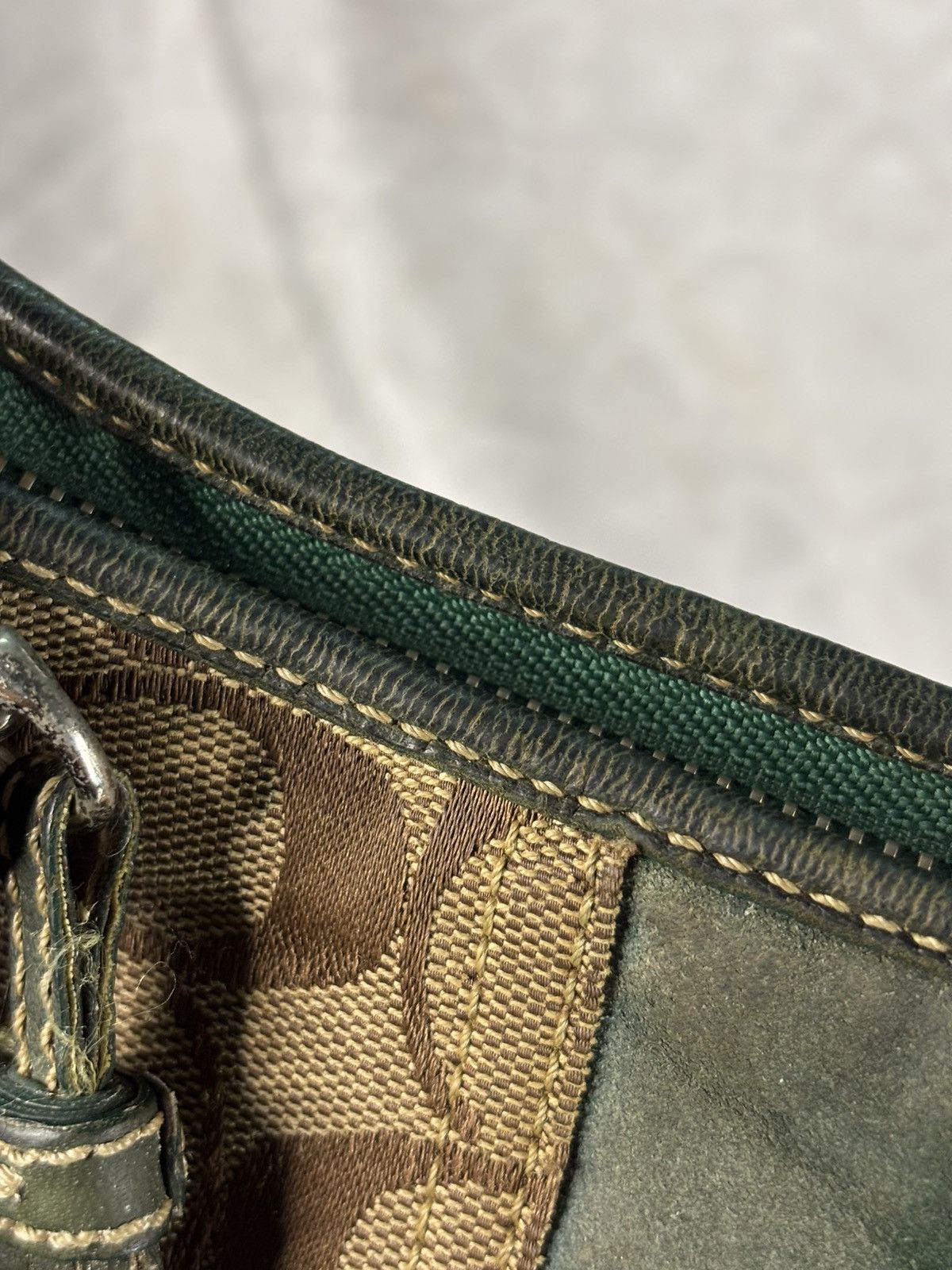 Coach (over used) Coach Green Suede Leather Sling Bag Size ONE SIZE - 8 Thumbnail