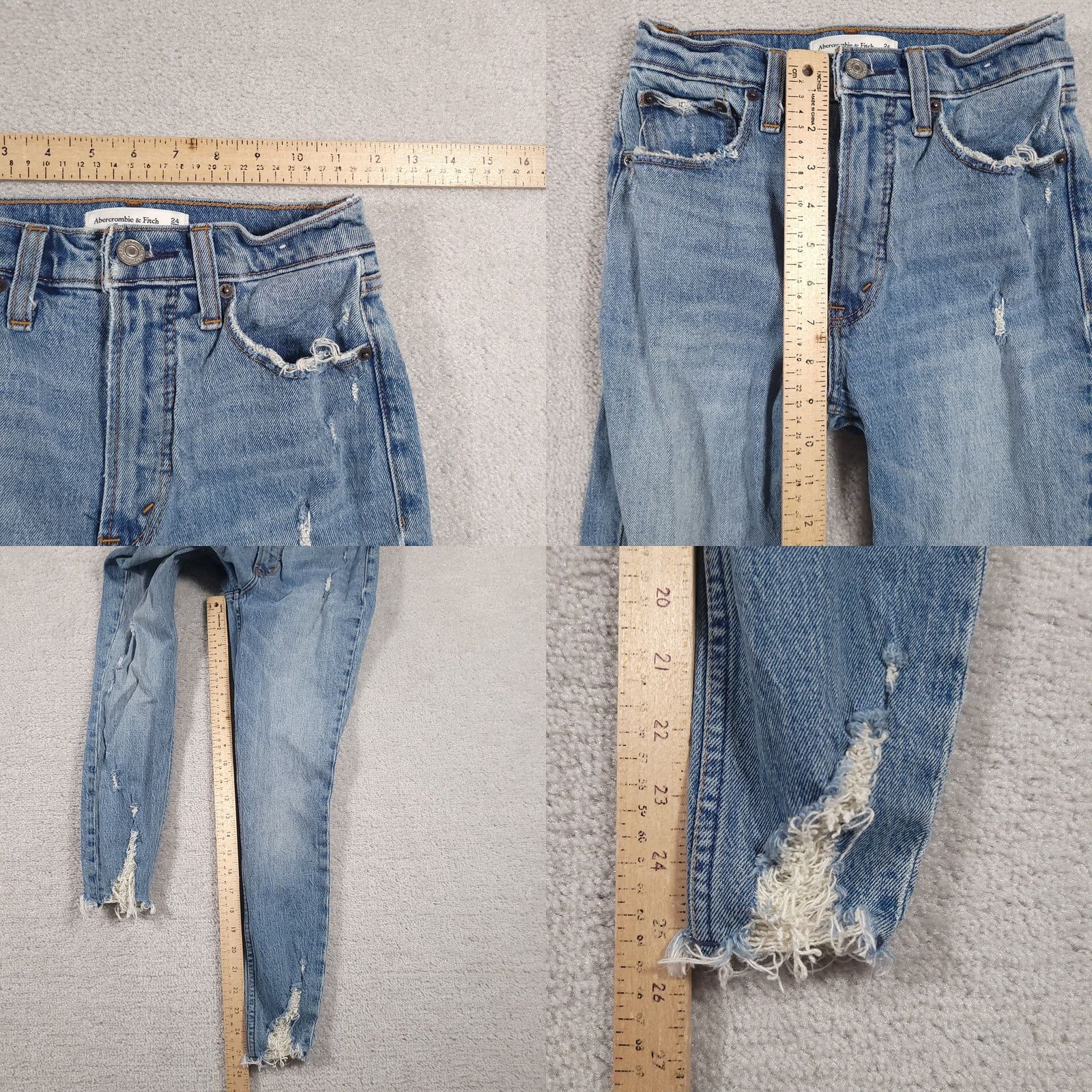 Abercrombie & Fitch Abercrombie & Fitch Jeans Womens 24 The Skinny High Rise Distressed Denim Blue 00s Cropped Frayed Pockets High Rise Slim Womens Jeans Size 42" / US 20 - 8 Thumbnail
