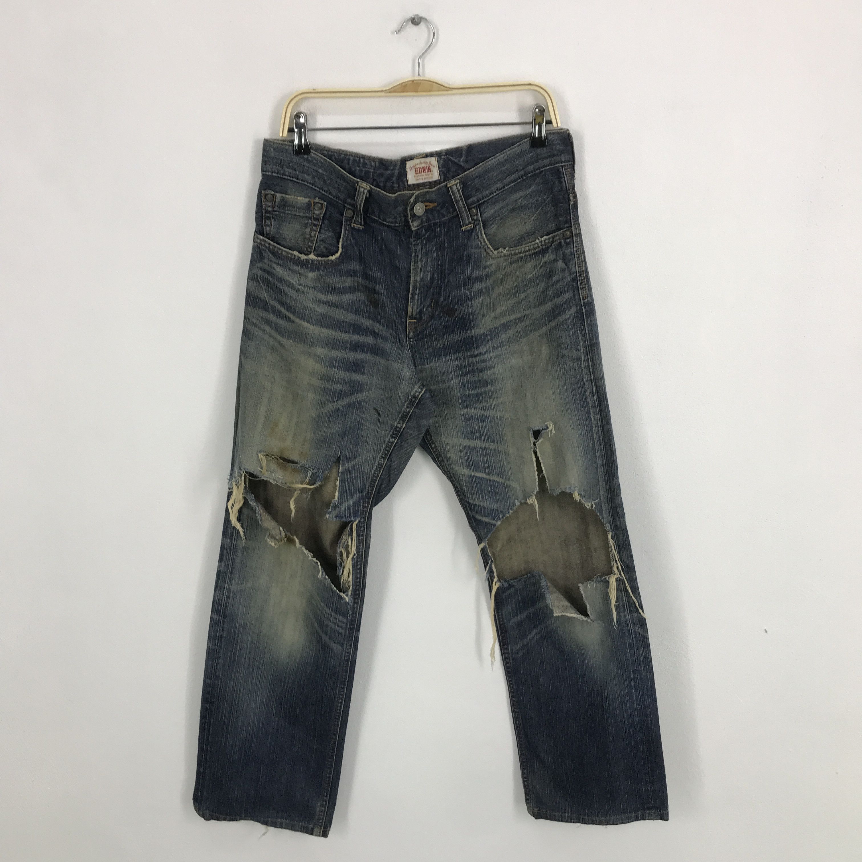 Japanese Brand edwin japan distressed jeans gothic style pants Size US 32 / EU 48 - 1 Thumbnail