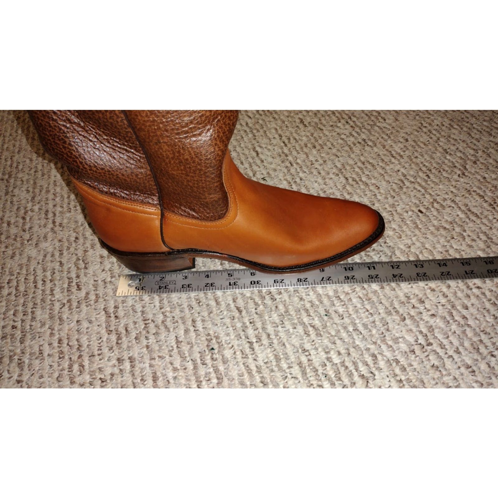 Frye VINTAGE Frye Motorcycle Biker Boot Dip Top 11.5 D Brown Leather Boots NOS 90s Gazelle? Size US L / EU 52-54 / 3 - 7 Thumbnail